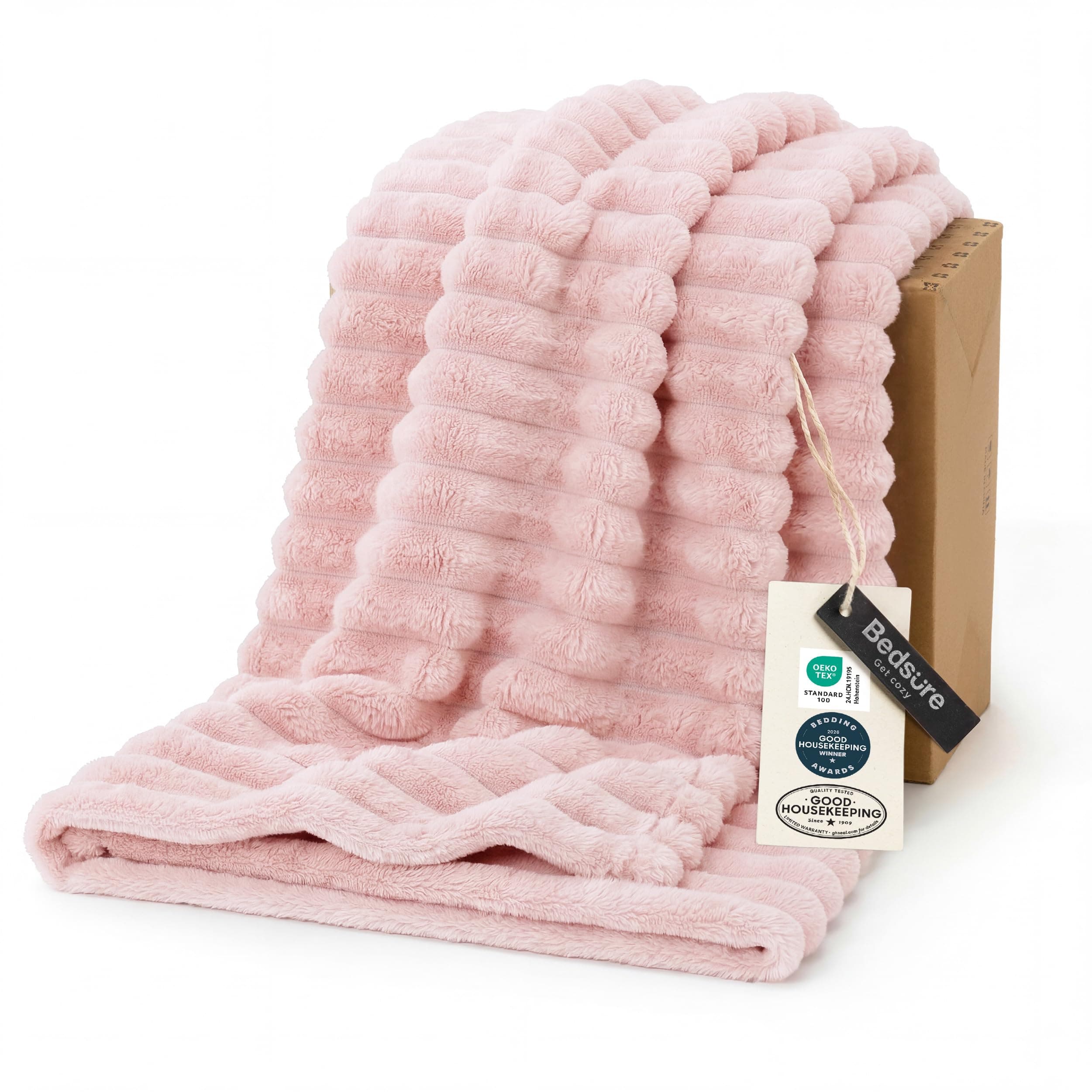 GentleSoft Crystal Pink Throw Blanket for Couch - Cozy Soft Blankets for Women, Cute Small Throws for Girls, 50x70 Inches