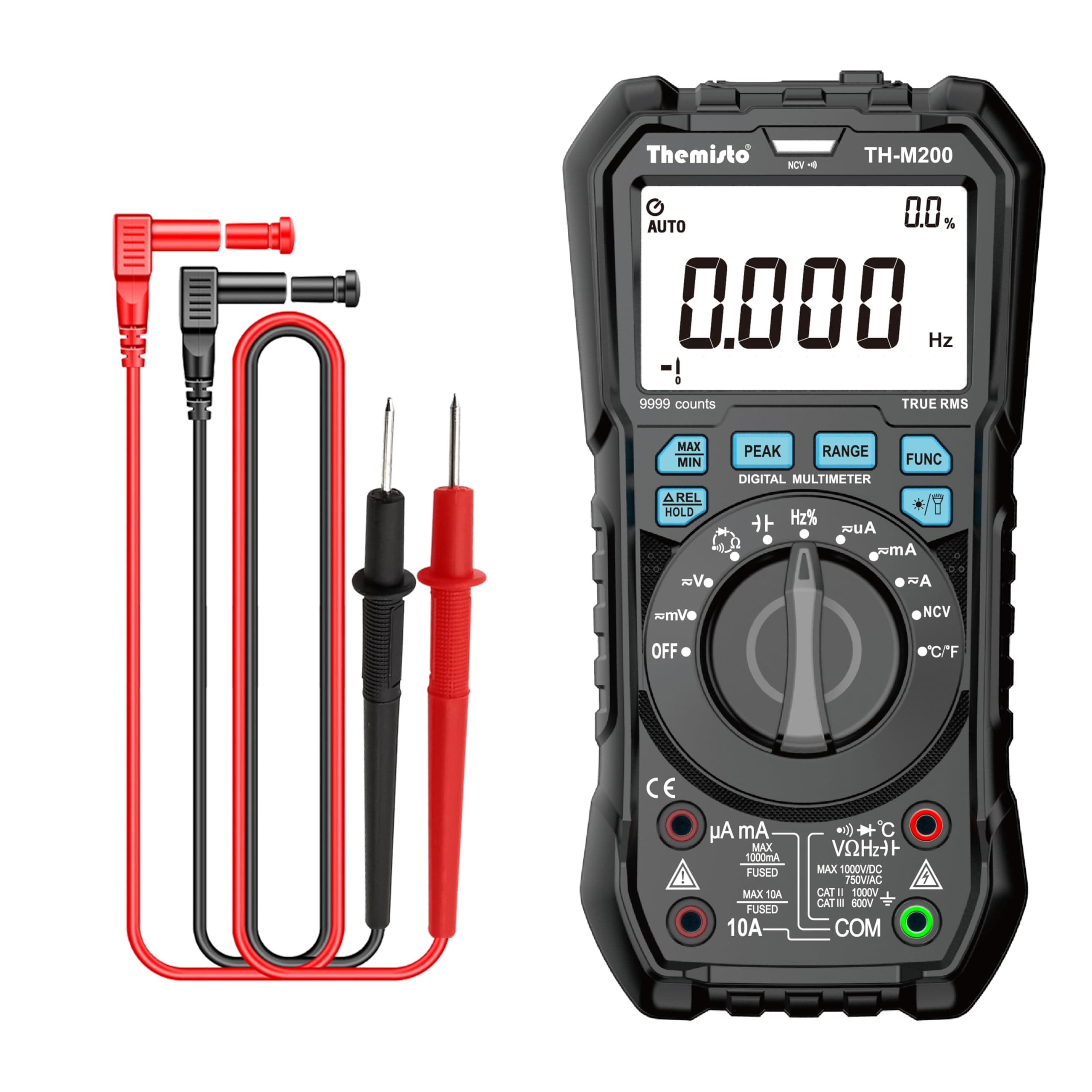THEMISTOAC/DC Current, Autorange Digital Multimeter (Black) (TH-M200)