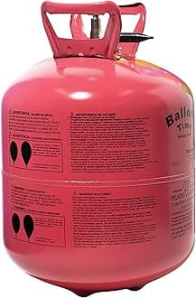 TCDesignerProducts Disposable Helium Tank, 15 Cubic Feet, 50 Assorted Latex Balloons, 1 Ribbon Roll, Easy-Opening Valve and Filler Tube