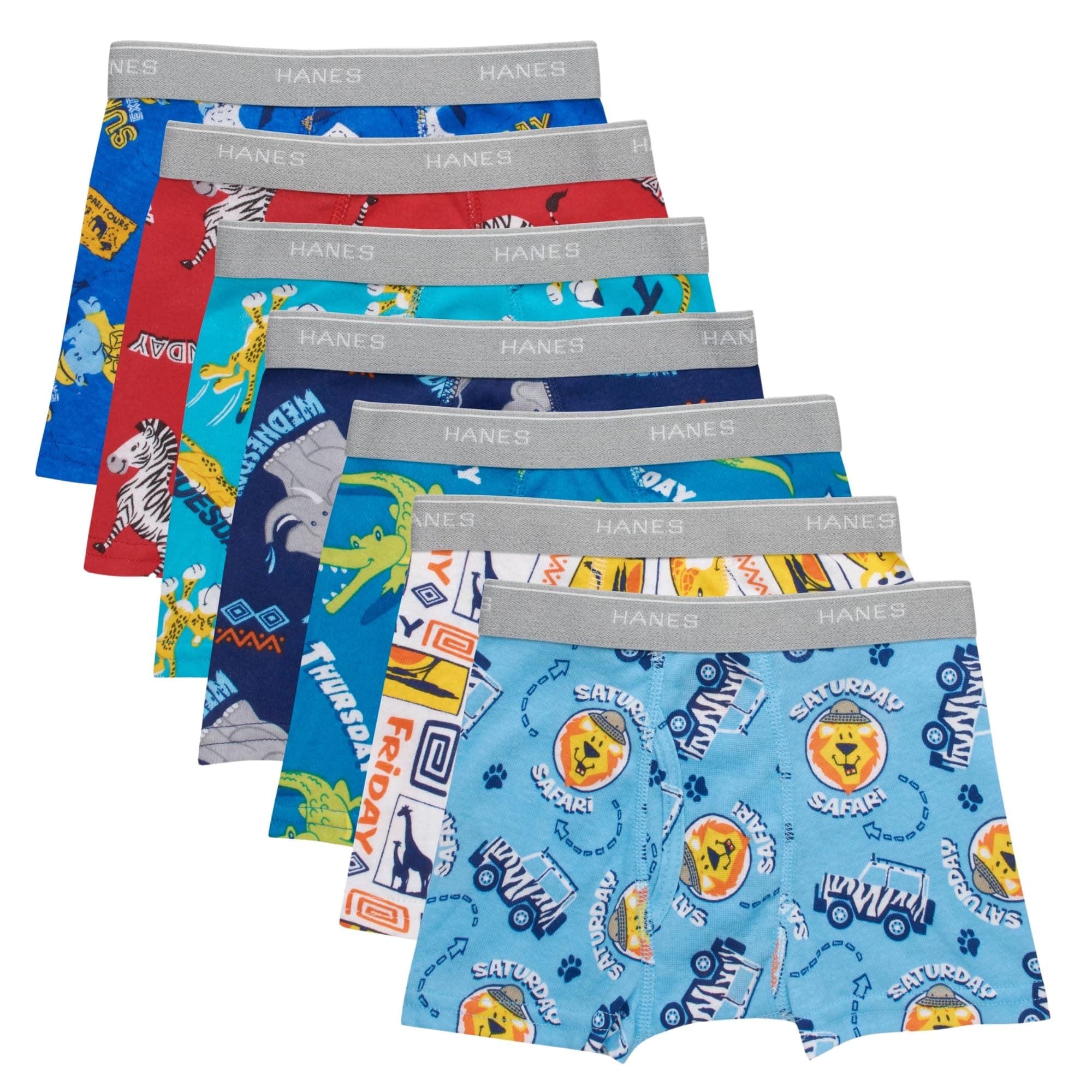 Hanes Boys' Tagless Super Soft Boxer Briefs 7-Pack, Prints/Stripes/Solids Assorted, 4