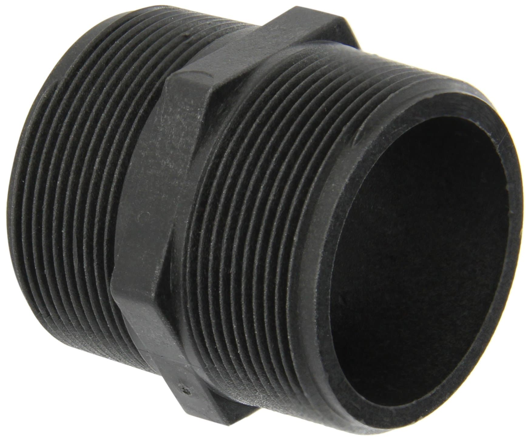 Banjo NIP200-SH Polypropylene Pipe Fitting, Short Nipple, Schedule 80, 2" NPT Male, 2-1/2" Length