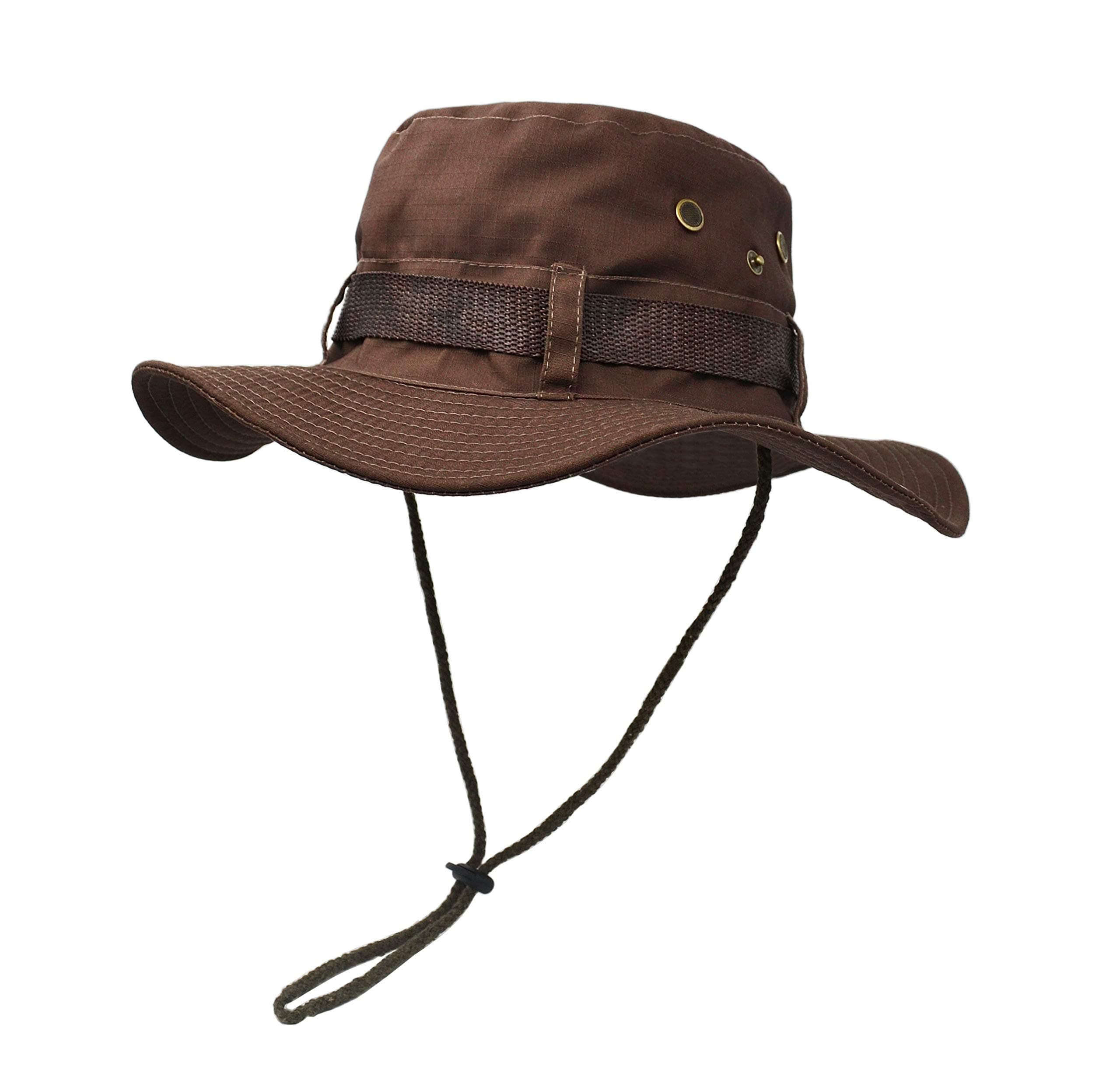 Outdoor Wide Brim Sun Protect Hat, Double Layer Classic US Combat Army Style Bush Jungle Sun Cap for Fishing Hunting Camping