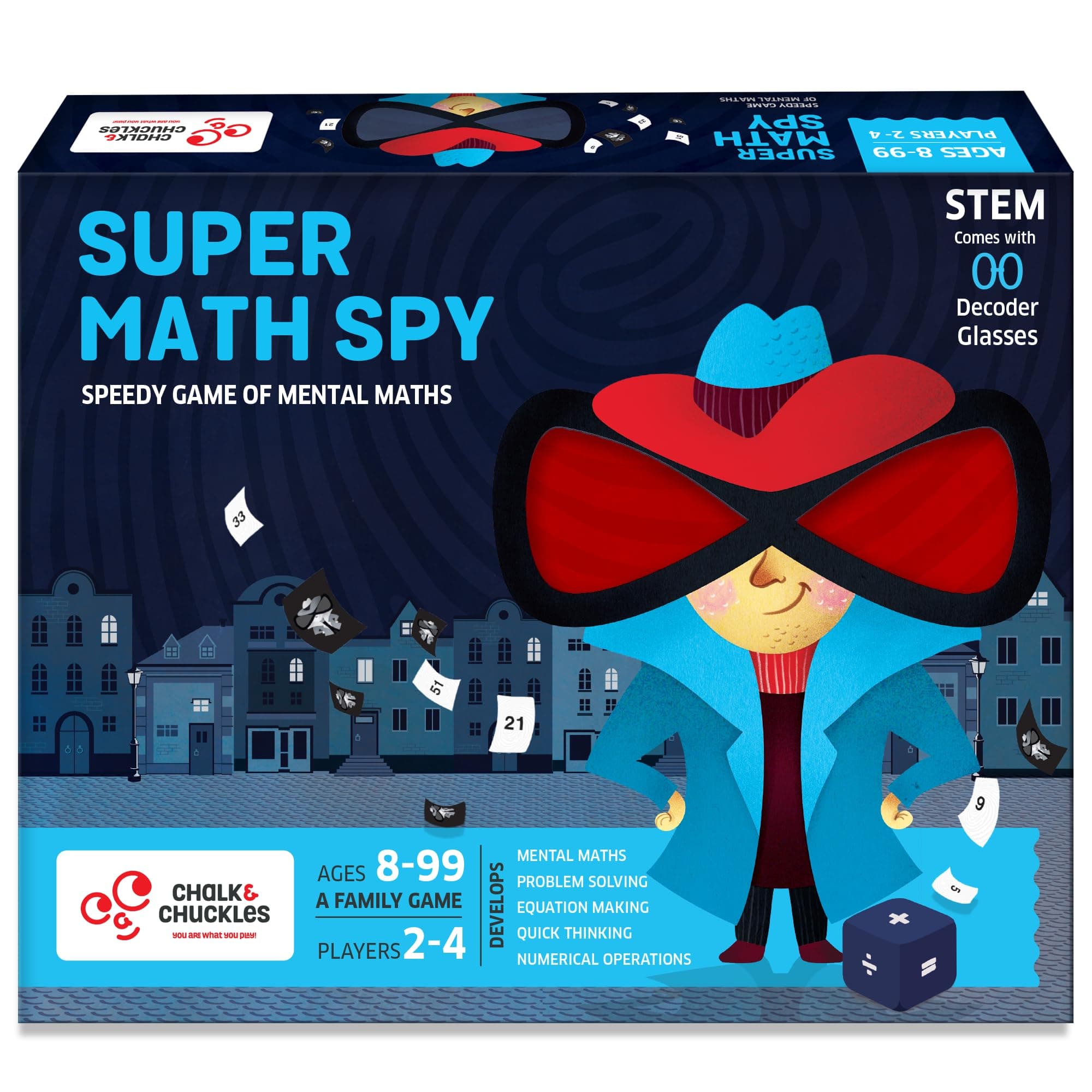 Chalk and Chuckles Super Math Spy Board Game for Kids Age 8-12 Educational Brain Games for Kids 10+ Years, Gift for Boys, Girls 9, 10, 11 Years, STEM Toys