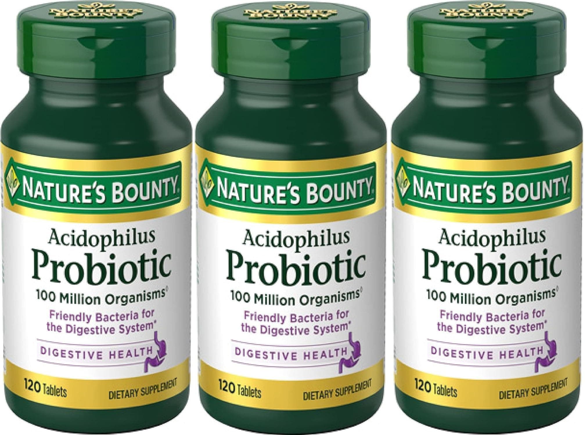 Nature's Bounty Nature's Bounty Probiotic Acidophilus, 360 Tablets (3 X 120 Count Bottles),, 360 Count ()