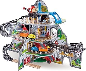 Mighty Mountain Mine | Multi-Coloured 32-Piece Wooden Pretend Play Railway Set | Train Toy for Kids