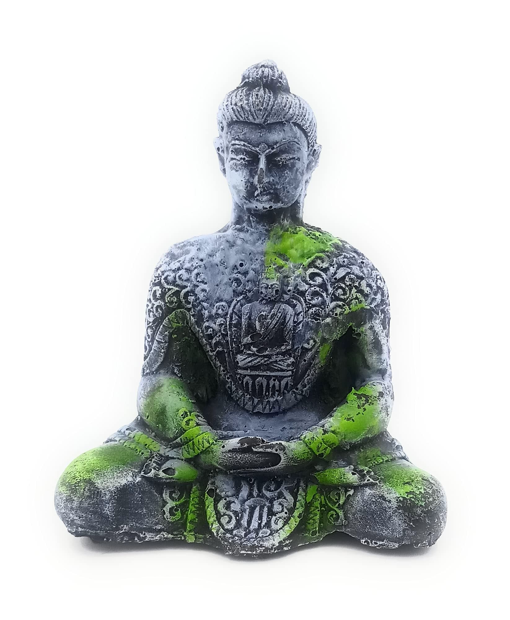 JAINSONS PET PRODUCTS Resin Ancient Look Buddha Statue for Aquarium Pond Fountains and Water Fall Decorat, 12 Cm