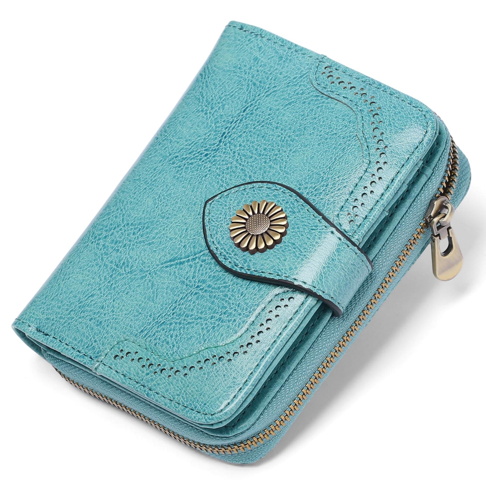 SENDEFN Leather Purses for Women, RFID Blocking Small Wallets for Women, Ladies Purse with Multiple Card Slots and Zipper Compartment