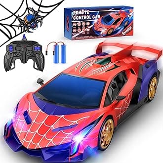 Spider Remote Control Car 1:16 with Multi-Color Flash Lights, 2.4GHz Drift RC Cars Dual Rechargeable Batteries, Spider Toys Gifts for 3 4 5 6 7 8 9 10 Year Old Boys Girls Age 3-4 4-6 6-8 Birthday Gift