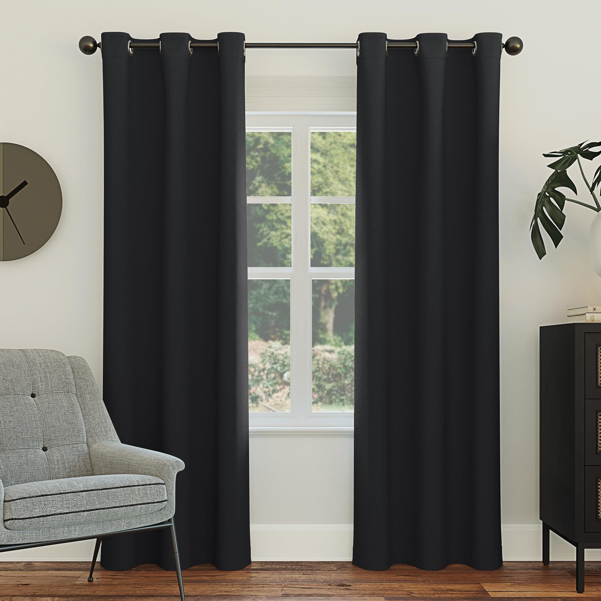 Easton Energy Saving Blackout Grommet Curtain Panel, 40" x 84", Black