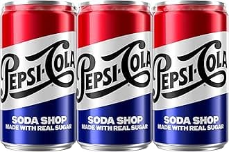 Pepsi Real Sugar Soda, Mini Cans, 7.5oz Mini Cans, (6 Pack), Cola, Soda Pop (Packaging May Vary)