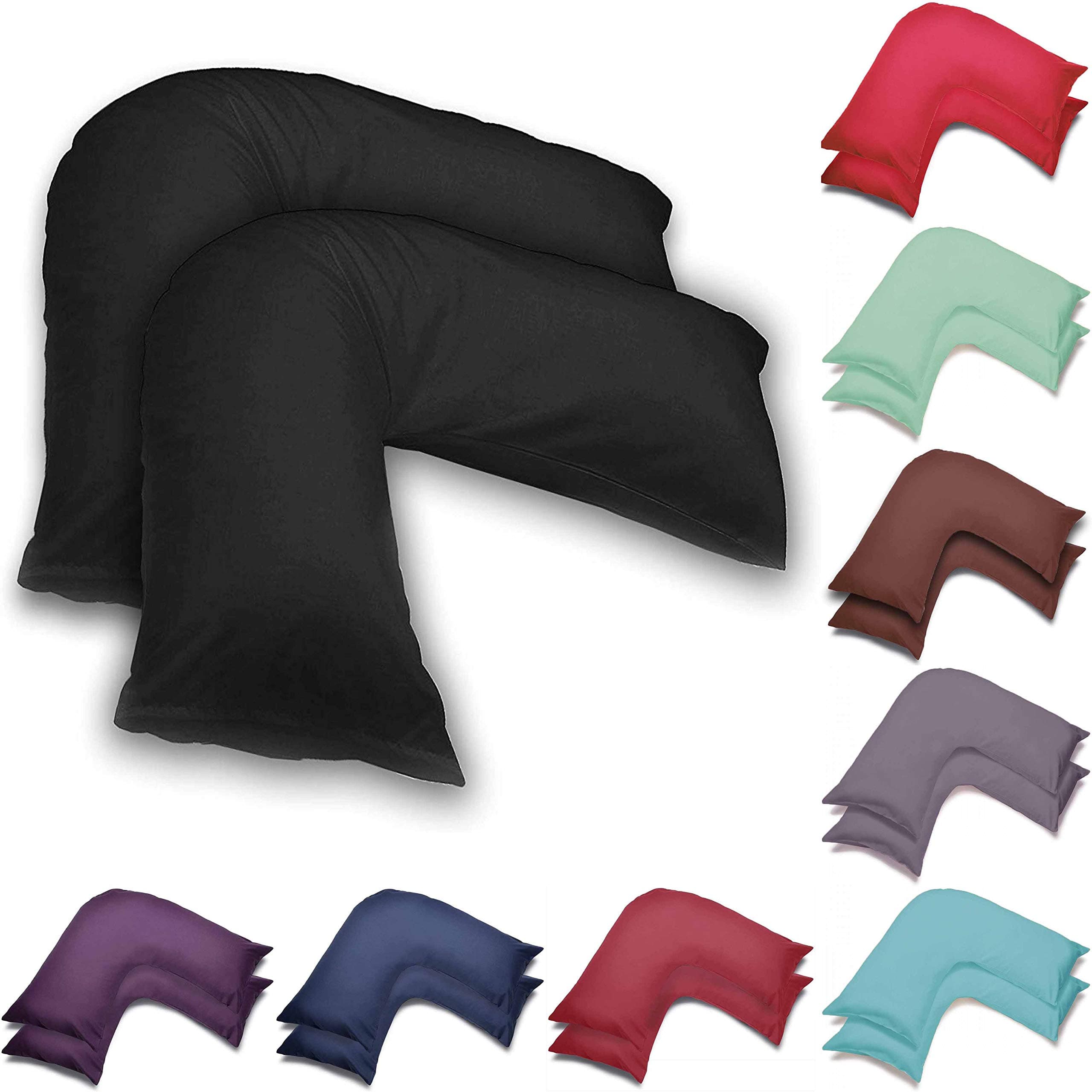 Wholesale 2 Pack V Shaped Pillow Cases Covers, Pregnancy Maternity Orthopedic Support Nursing Pillow Cases V Pillows Cover (Black)