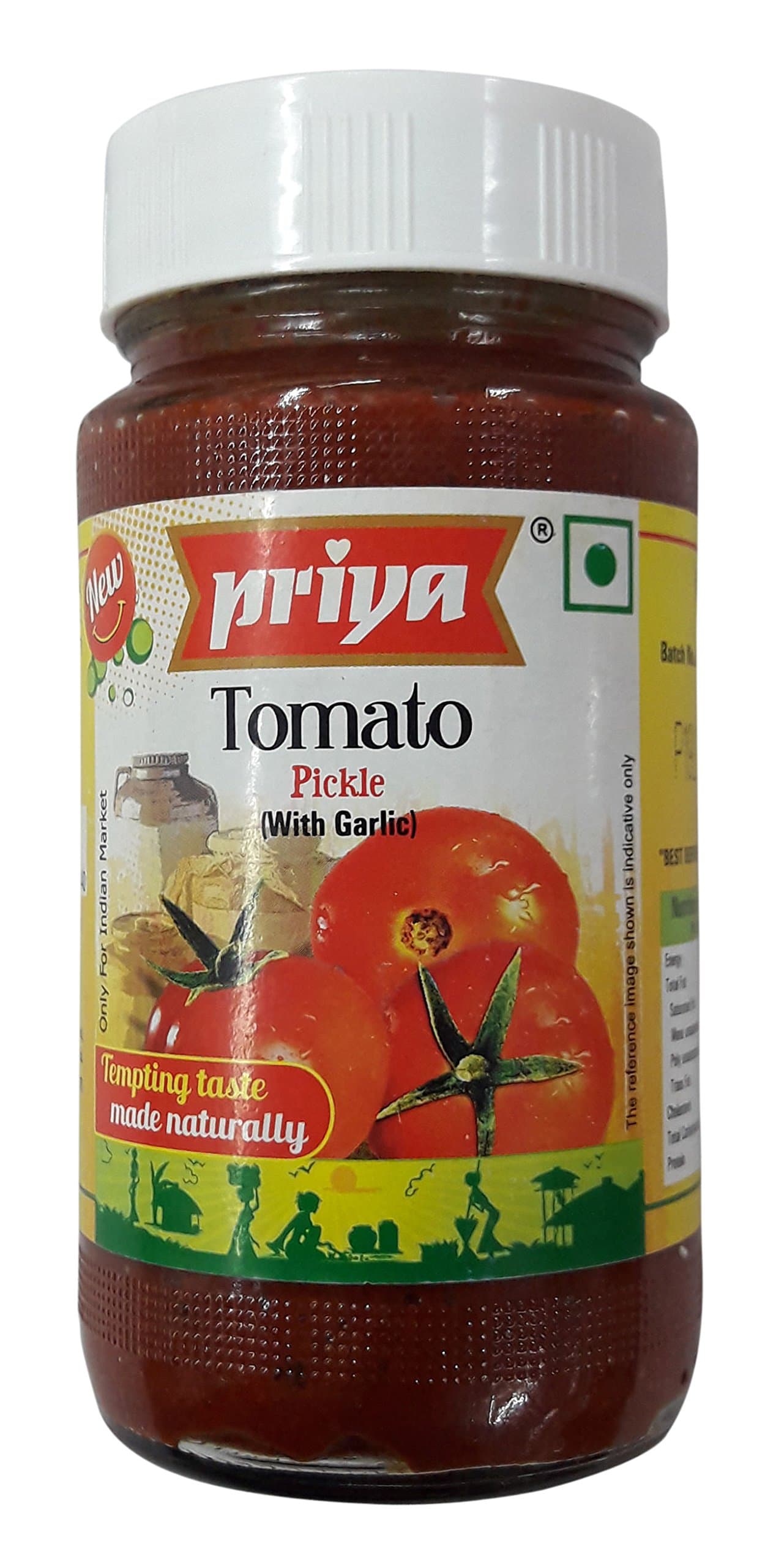 Priya Pickle - Tomato (with Garlic), 300g Jar