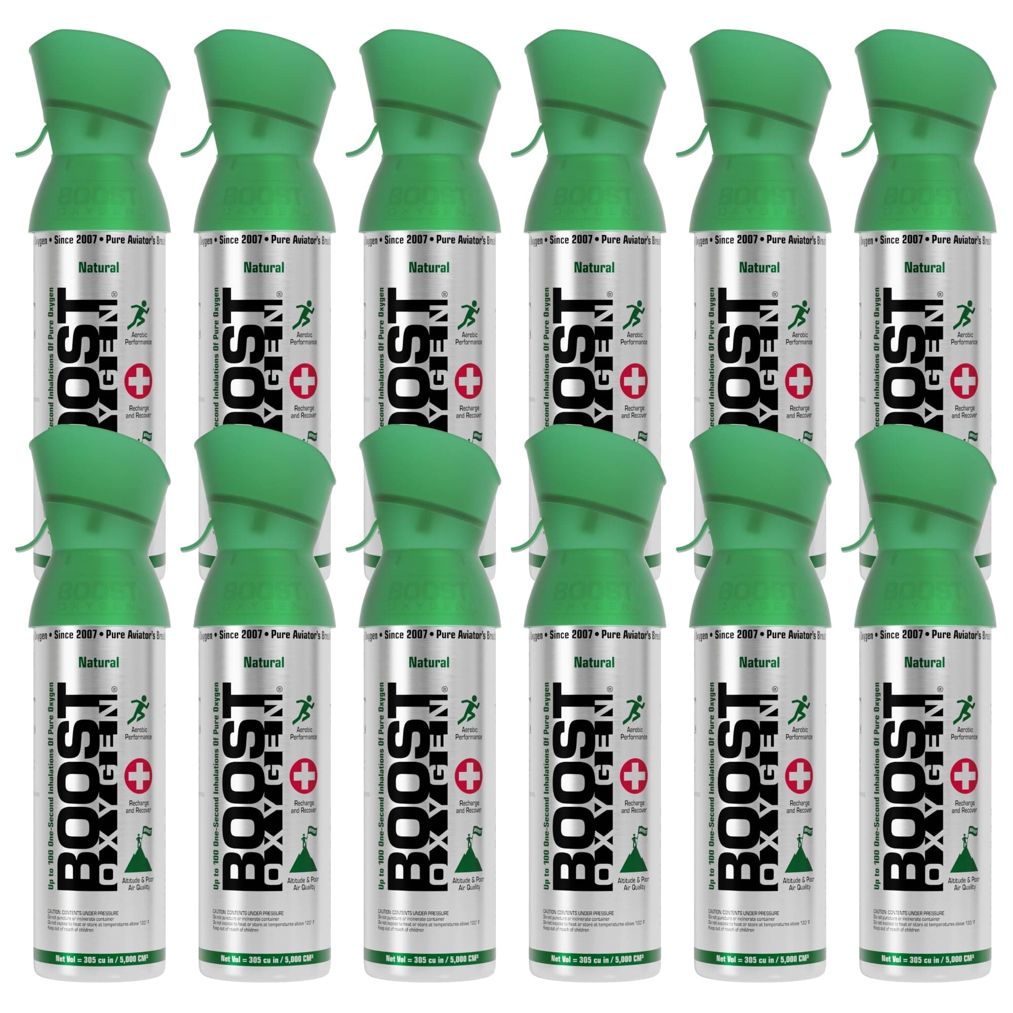 Boost Oxygen Medium Natural 5 Liter Canister | Respiratory Support for Aerobic Recovery, Altitude, Performance and Health (12 Pack)