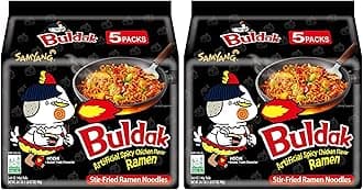 Buldak Spicy Ramen, Hot Chicken Ramen, Korean Stir-Fried Instant Noodle, Original, 1 Bag with 10 Pack