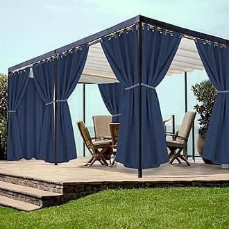 HolidayIdeas Grommet Outdoor Curtains for Patio Waterproof 8 Pcs All Weather Balcony Outside Curtains for Apartments, Gazebo, Pergolas, Porch, 54x95 Inch, Navy