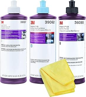 3M Perfect It Buffing and Polishing Kit | 36057 39062 36093 3M Pint Rubbing Compound, Machine Polish, Ultrafine Polish | Buffing Compound, Car Polishing Kit | with Kangaroobands Microfiber Cloth