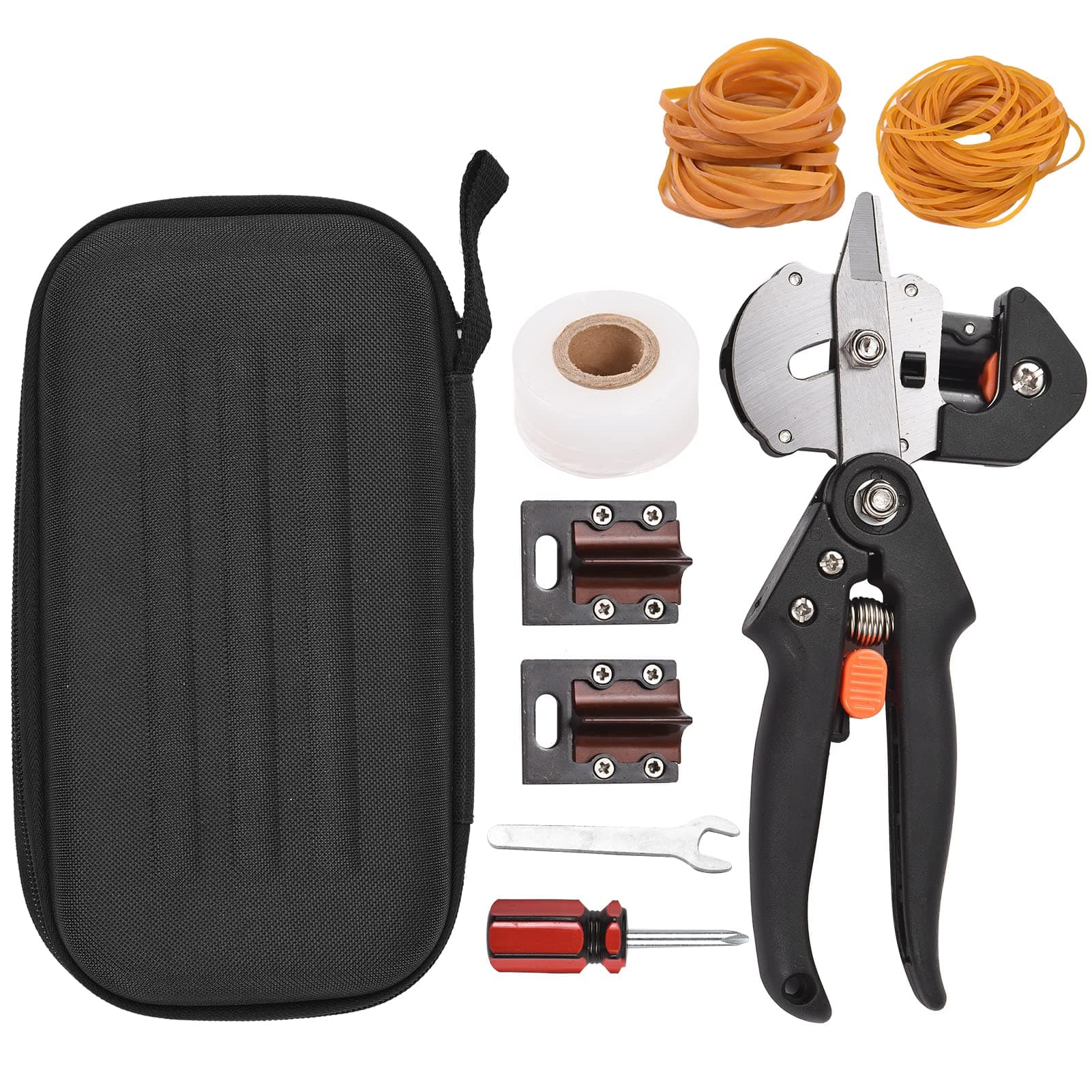 2 in 1 Garden Grafting Tools Pruner Kit Grafter Grafting Machine Cutting Pliers for Grafting Garden Plants with Grafting Tape Rubber Bands 3 Replaent Blades for Gardening Plant Branch Vine Fruit
