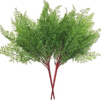 CATTREE Artificial Shrubs Bushes, Plastic Fern Leaves Persian Grass Fake Plants Wedding Indoor Outdoor Home Garden Verandah Kitchen Office Table Centerpieces Arrangements Christmas Decoration 2 pcs