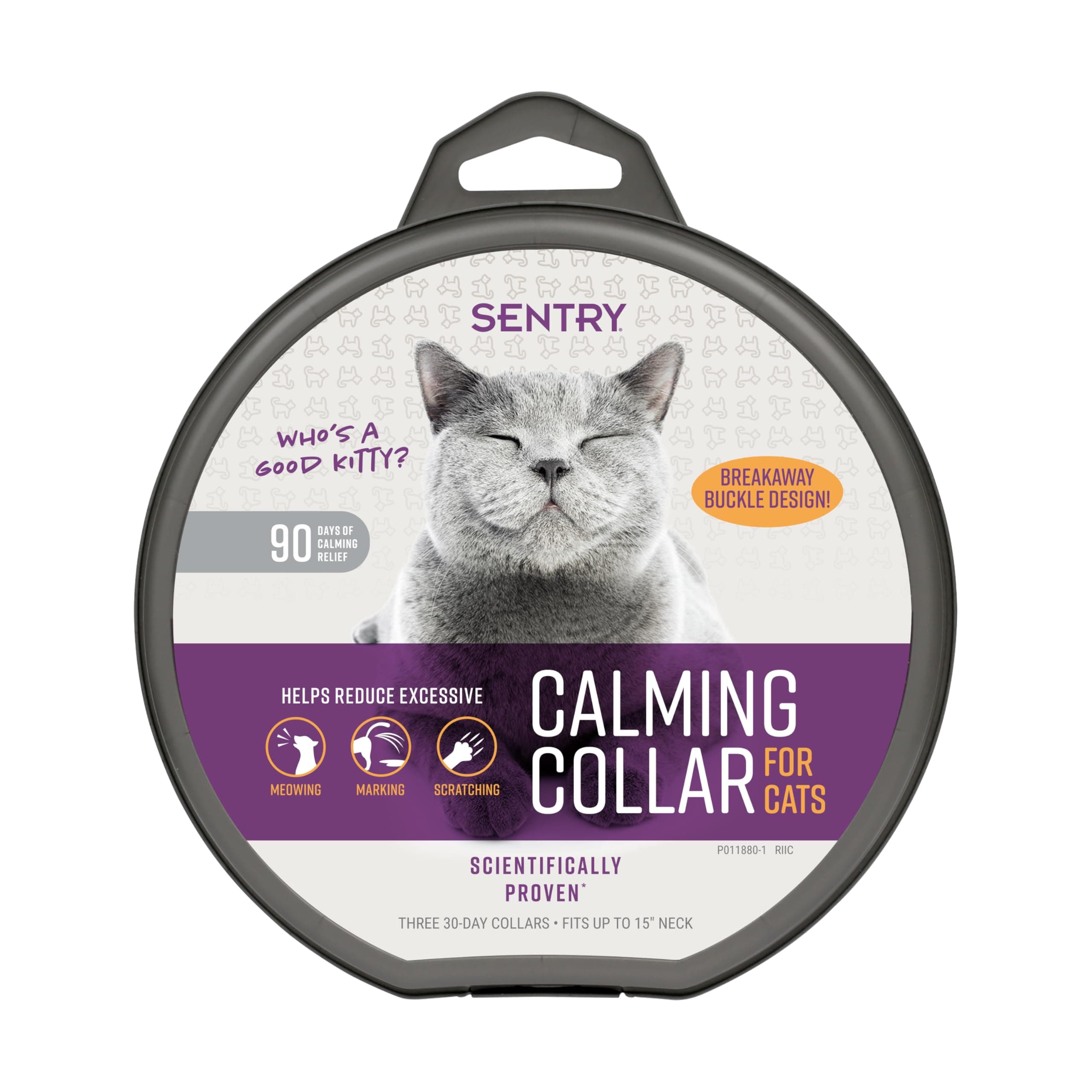 Calming Collar for Cats, Long-Lasting Pheromone Collar Helps Calm Cats for 30 Days, Reduces Stress, Anxiety, Loud Noises and Separation, 3 Count