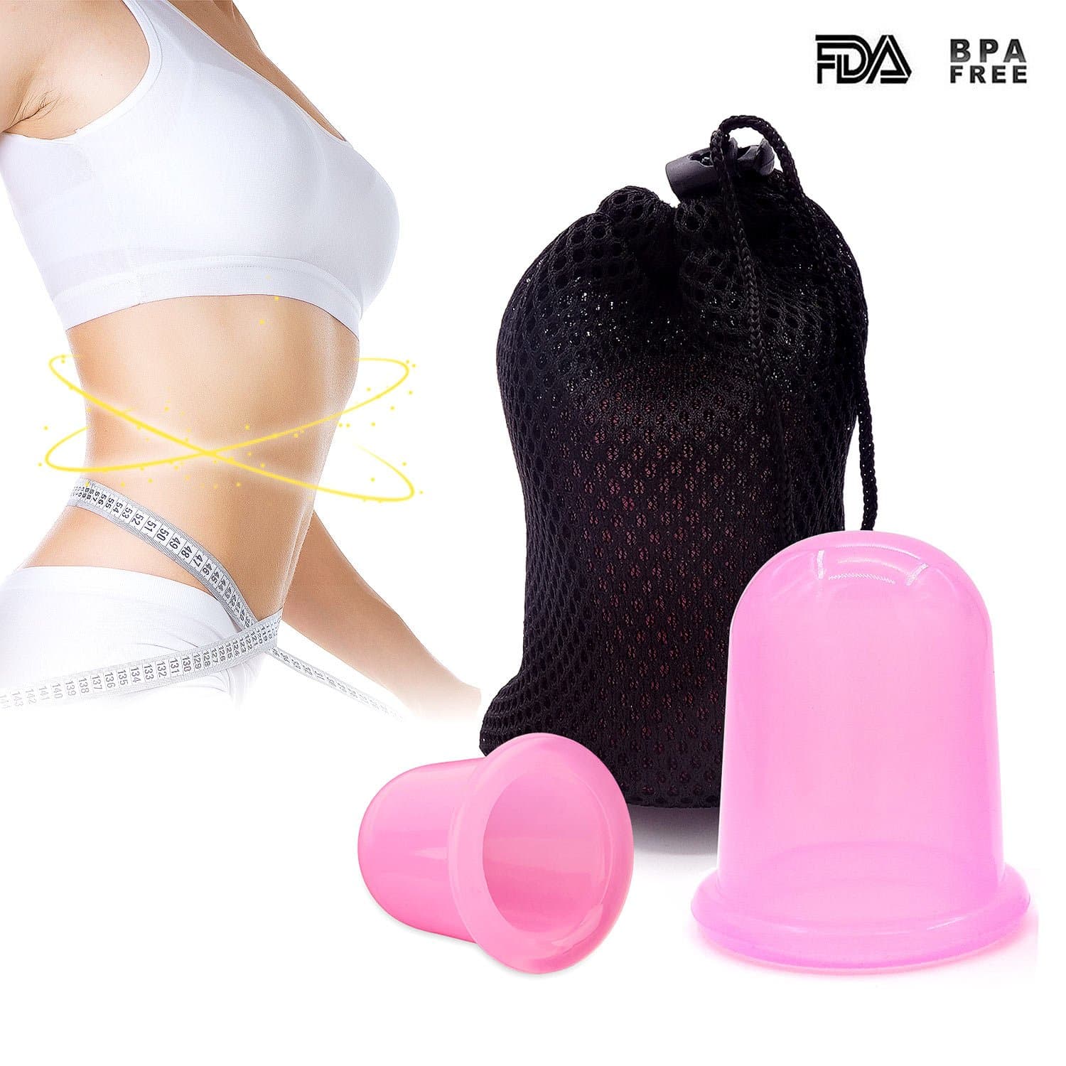 Anti Cellulite Cup 2 pack,Vacuum Cup Suction Cupping Therapy Set for Cellulite Body Massage [1 Large + 1 Medium] Silicone