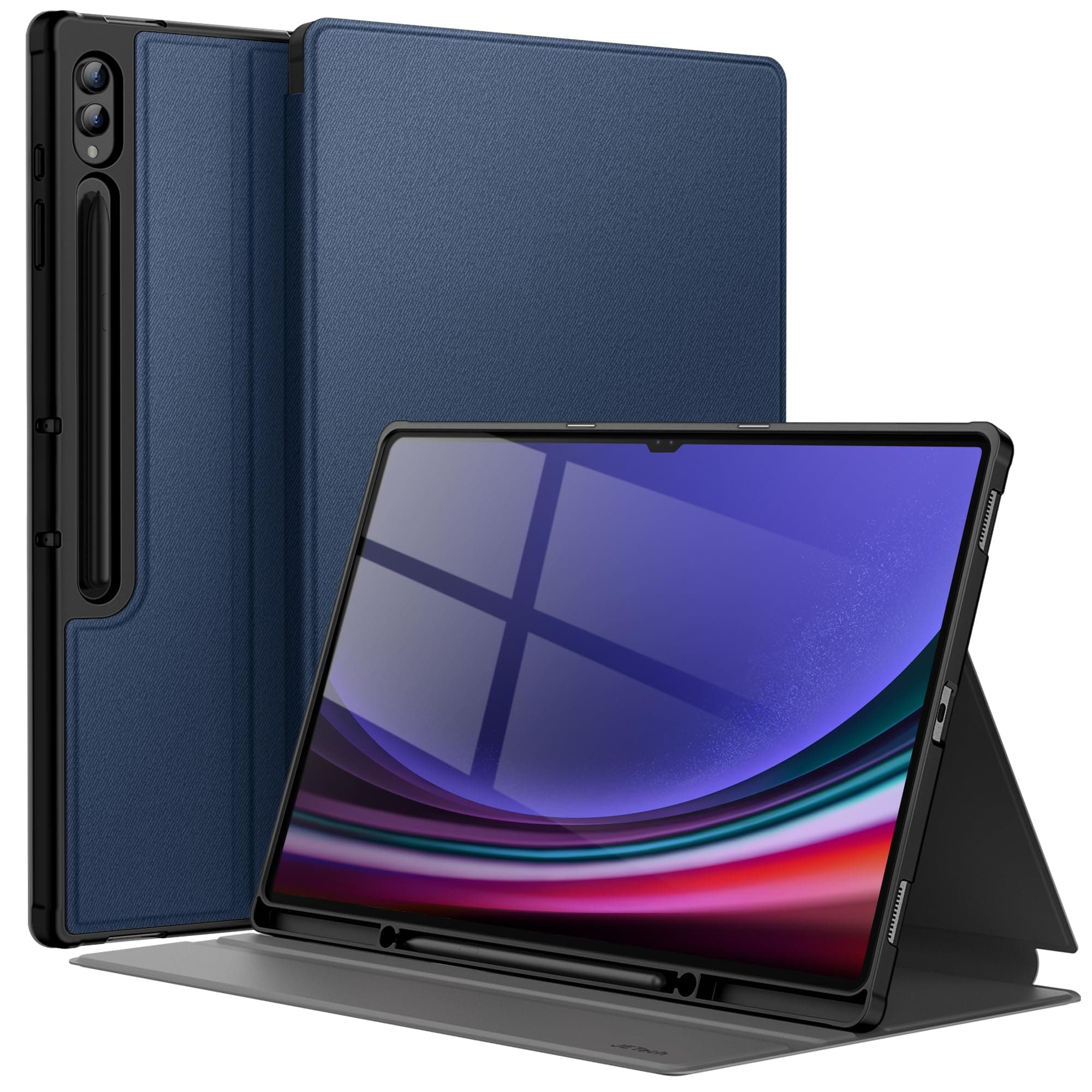 JETech Case for Samsung Galaxy Tab S10 Ultra/Tab S9 Ultra 14.6-Inch with S Pen Holder, Slim Folio Stand Protective Tablet Cover, Multi-Angle Viewing (Navy Blue)