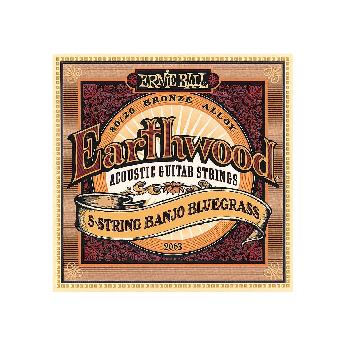 Ernie Ball Earthwood 5-string Banjo 80/20 Bronze Loop End Bluegrass Set, 009 - .020
