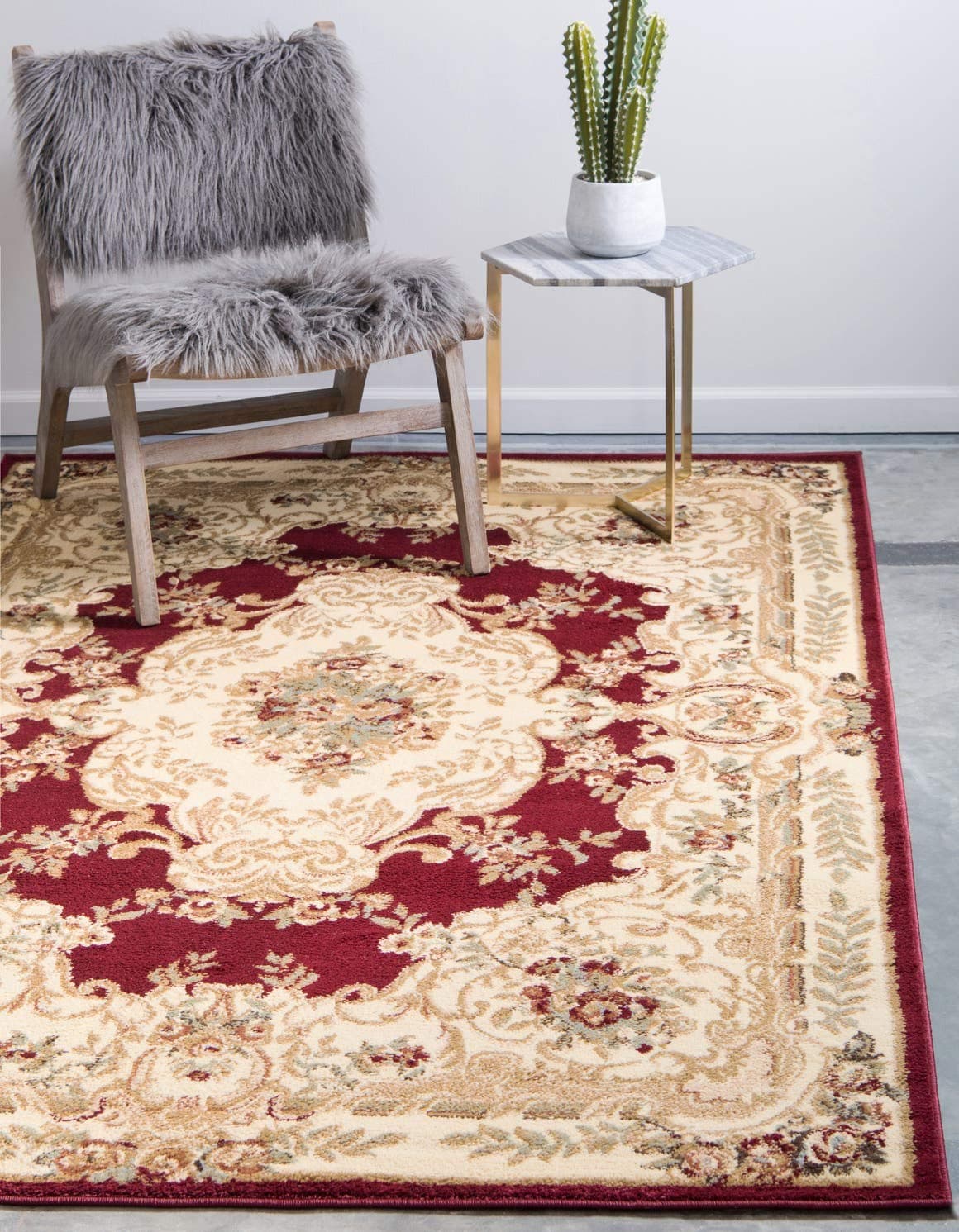 Versailles Collection Area Rug - Charles (5' 3" x 8' Rectangle Red/Cream)