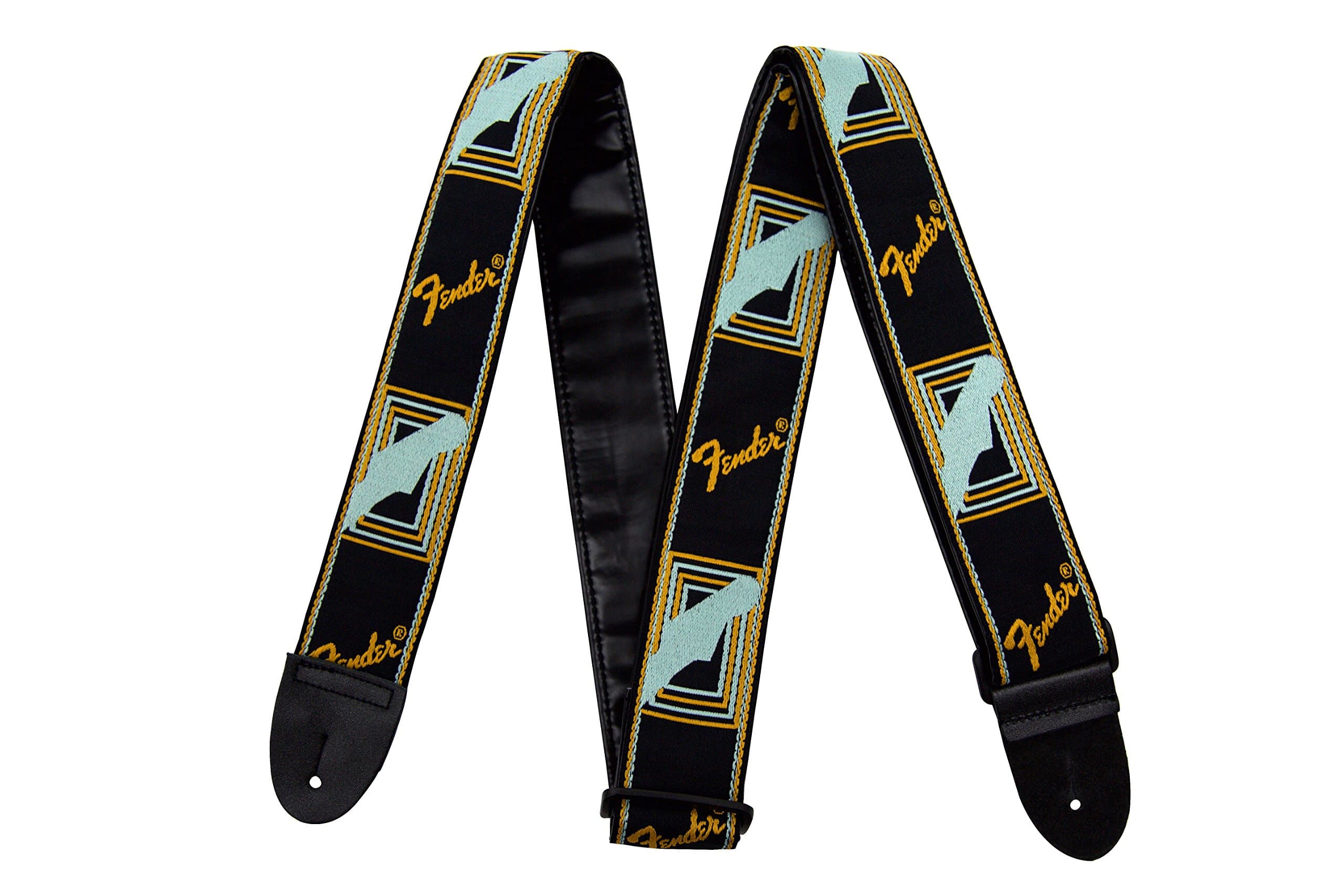 Fender USA Monogrammed Strap (Black/Yellow/Light Green)