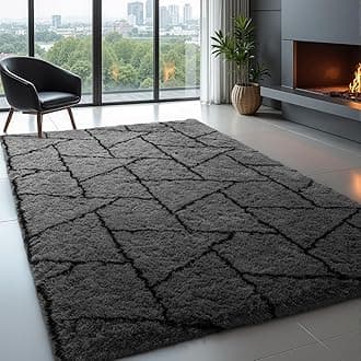 Zentavio Area Rugs for Living Room Large Rugs for Bedroom 5x8 Carpet Fluffy Fuzzy Soft Shag Aesthetic Plush High Pile Gray Throw Rug for Nursery Kids Room Dorm Triangle Grey