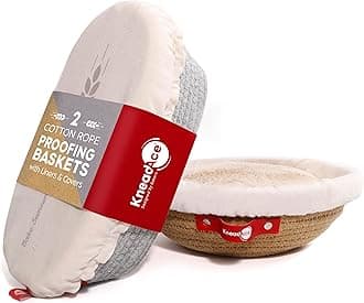 KNEADACE Cotton Rope Bread Proofing Baskets Oval & Round Set