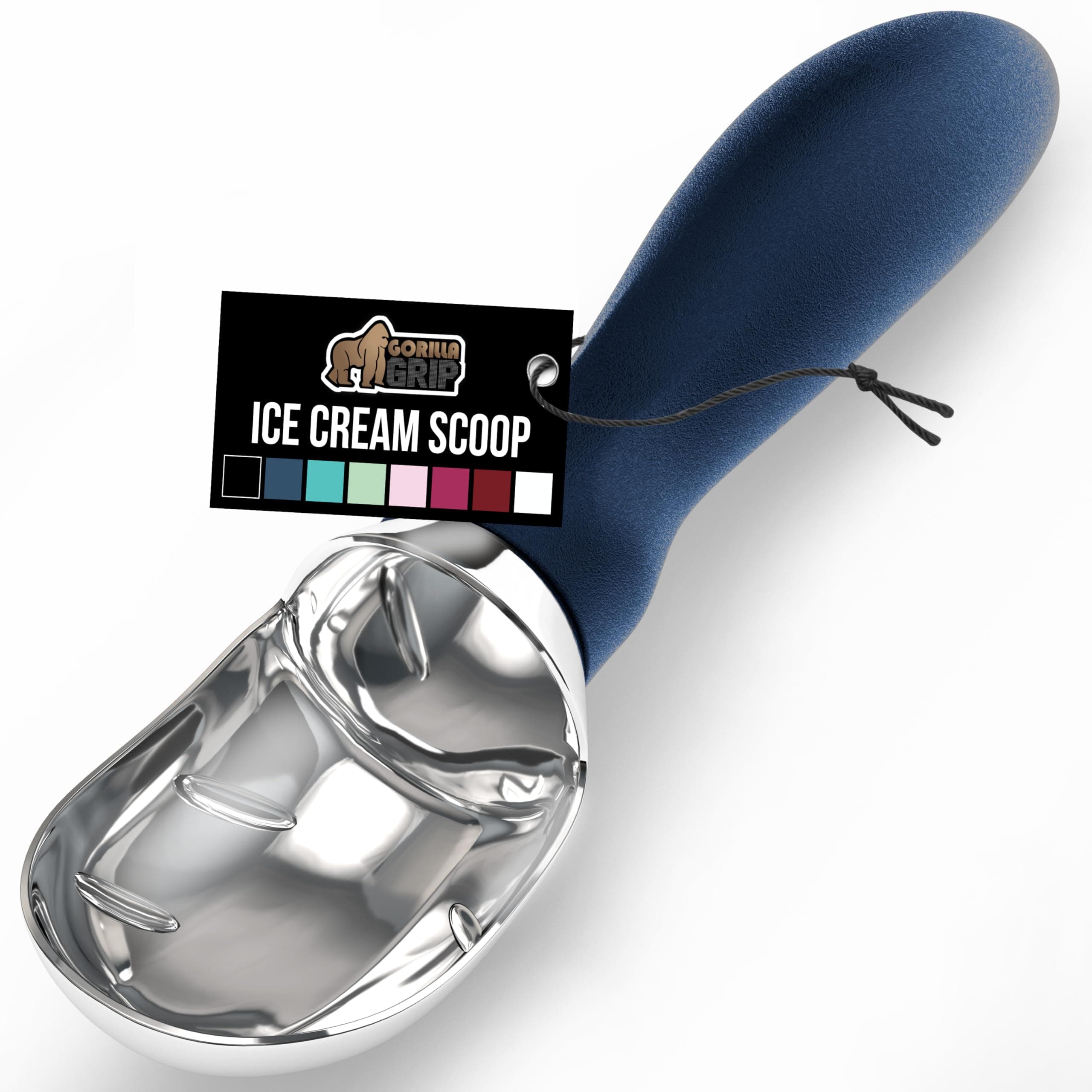 Gorilla Grip Large, Comfortable Handle, Heavy Duty Ice Cream Scoop, Professional Grade Scooper, Get Perfect Shape Scoops, Great for Spooning Frozen Hard Gelato and Sorbet, Cookie Dough, Melon, Blue