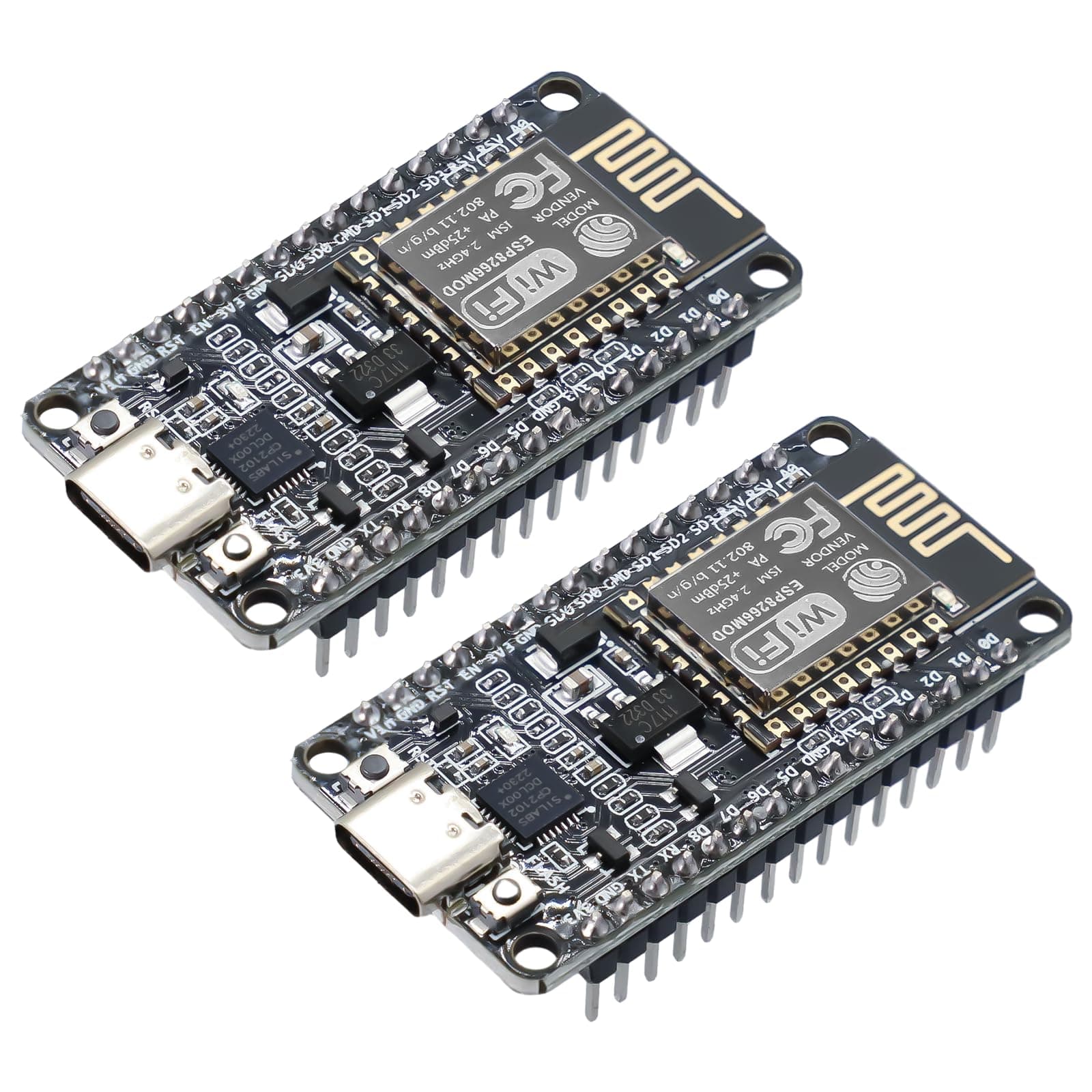 RUIZHI ESP8266 NodeMcu Lua V2 Development Board Pack of 2 ESP8266 ESP-12F Lua WiFi NodeMcu with CP2102 Module Type-C Interface Compatible with Arduino IDE/Micropython