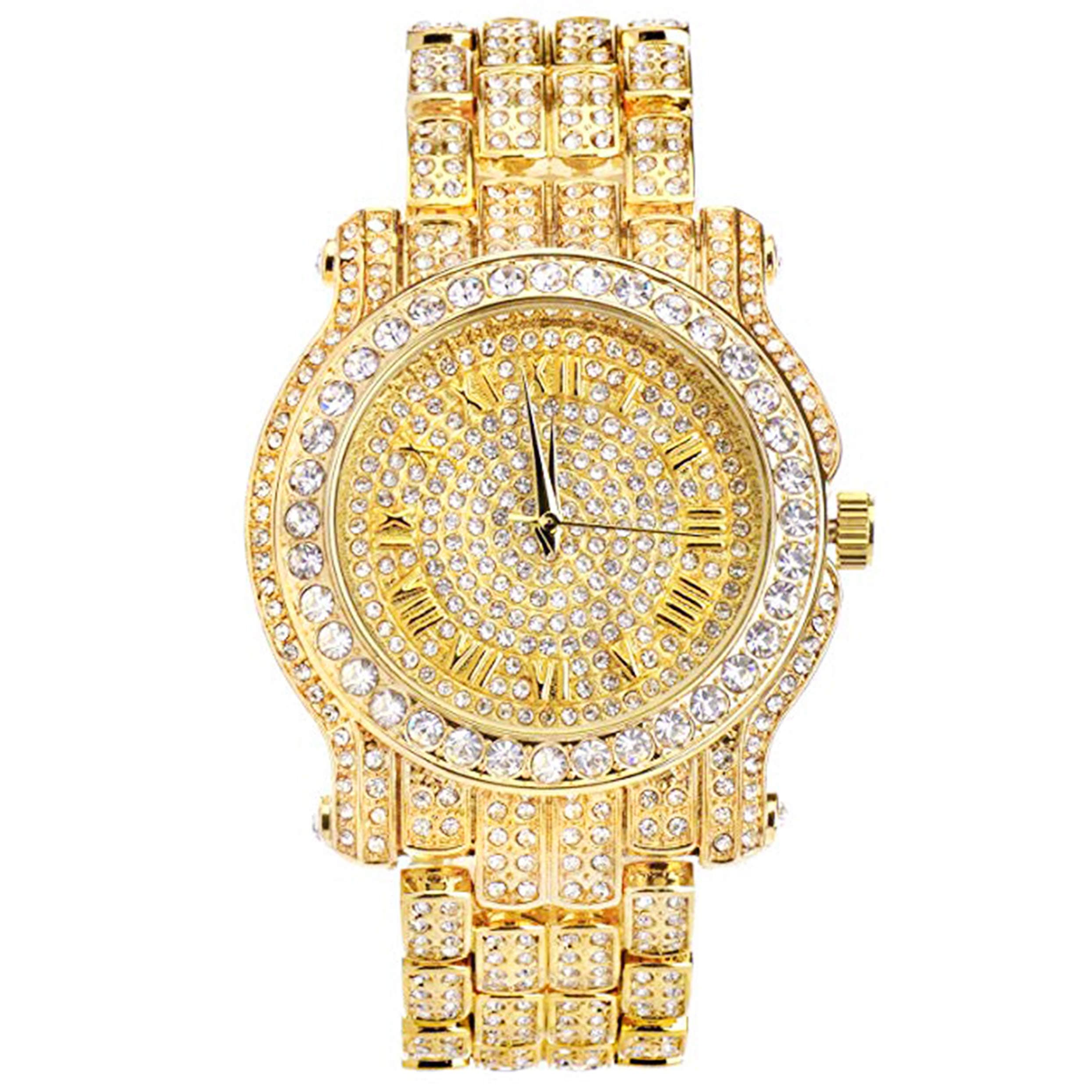 Mens Iced Out Watch (Gold)