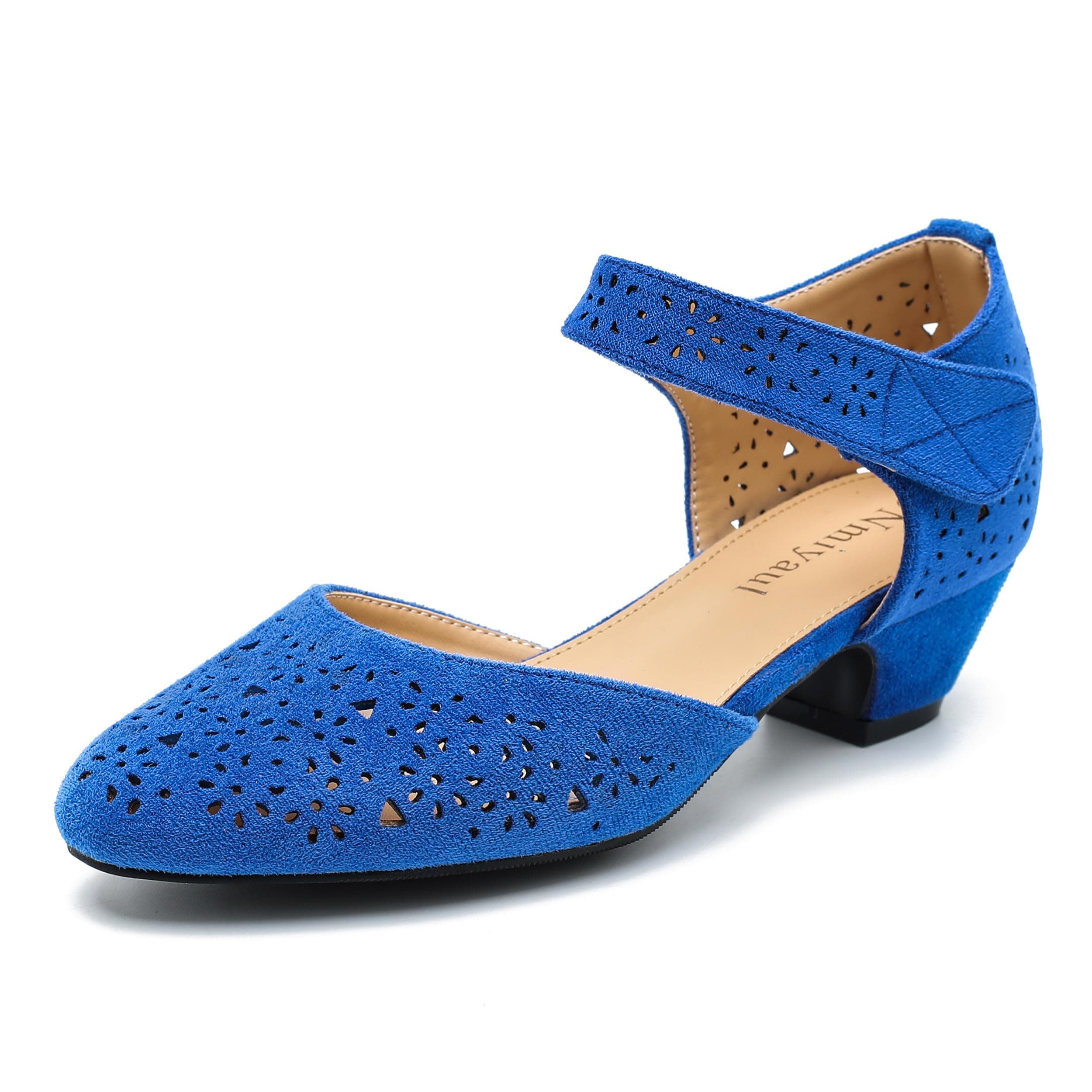 Women's Ankle Strap Cut Out Closed Toe Low Block Heels Pumps Retro Shoes Hook and Loop D'Orsay Comfortable Vintage Dressy Wedding Party Work Church Shoes