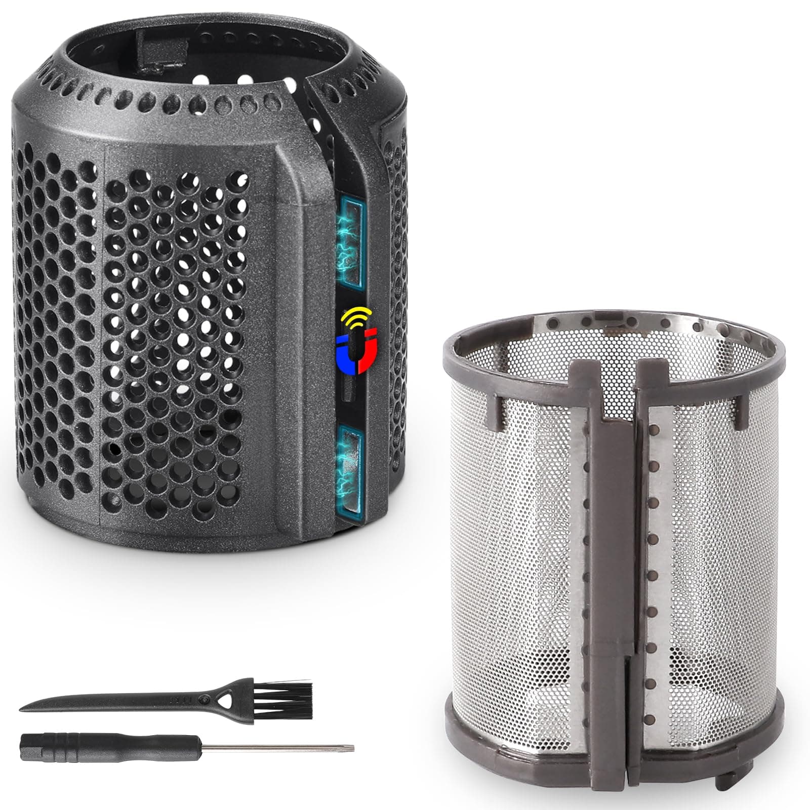 Magnetic Hair Dryer Filter + Inner Filter Cover Replacement for Dyson Supersonic HD01 HD03 HD08 HD15 Hair Dryer Attachment, Hair Dryer Strainer Filter Spare Parts(Gray)