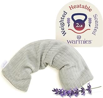 warmies Hot-Pak, Microwavable Neck Wrap - Heating & Cooling Plush Pad for Calming Relaxation - Weighted & Heated Neck Warmer with Scented Lavender - Microwave Heat Pad for Aches & Pain - Gray