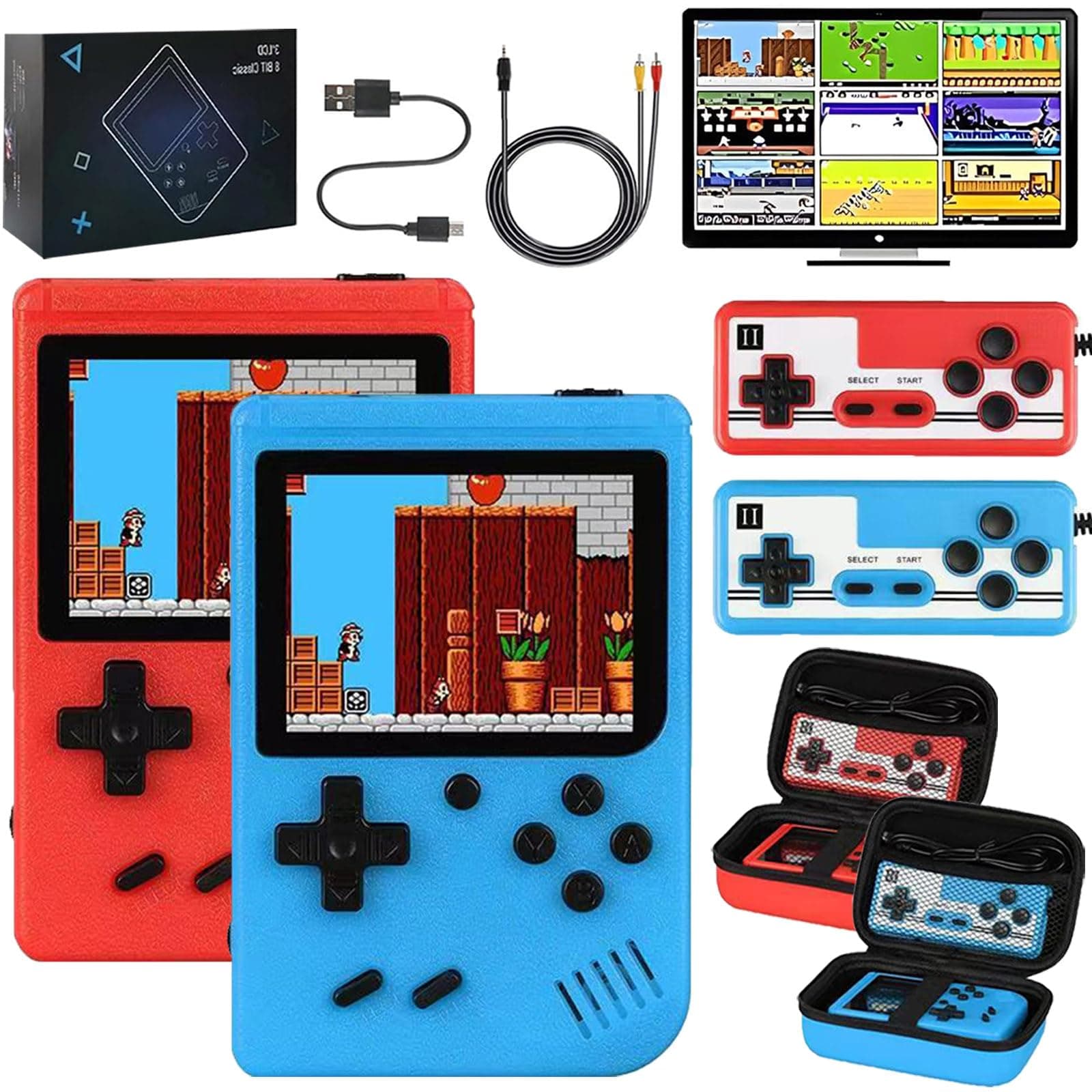 Handheld Game Console for Kids Adults, Retro Handheld Game Console with 400 Classical FC Games, 3.0 Inches Screen Portable Video Game Consoles, Support for Connecting TV & Two Players