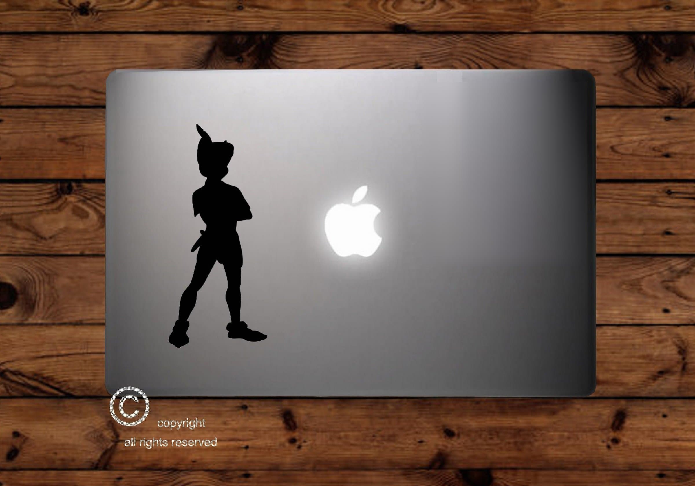 Decal - Sticker - PETER PAN STANDING SILHOUETTE - for Apple Macbook 13,15,17 inch Laptopfor car, truck, suv, window, glass, notebook, skateboard, laptop, computer, macbook, folder, etc.