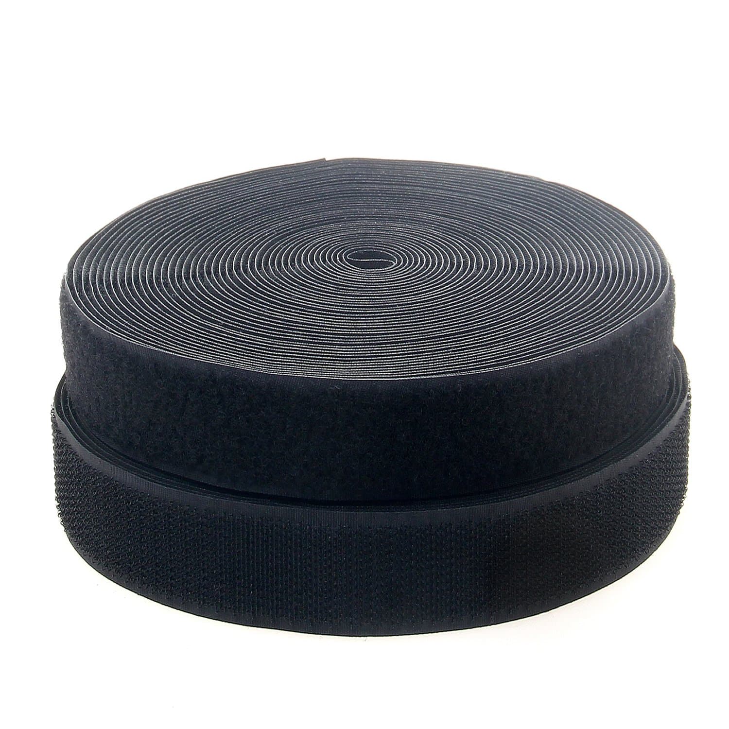 TUKA 82 Feet x 50mm Hook and Loop Sew On Tape, 25 Meter (25m Hook and 25m Loop), Width 50 mm, Back Side Not Adhesiv, Sew on Hook & Loop Tape, TKB5030 Black