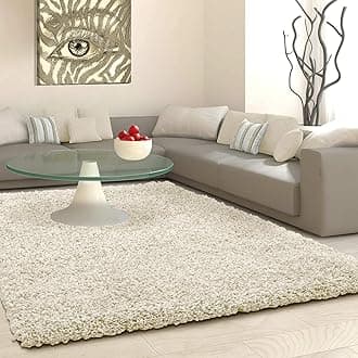 Plain Shaggy Rugs Living Room & Bedroom Soft Touch 5 CM Thick Pile Modern Bedroom Living Room Area Rugs Non Shed 4 x 4 Ft Size, Light Beige Mink