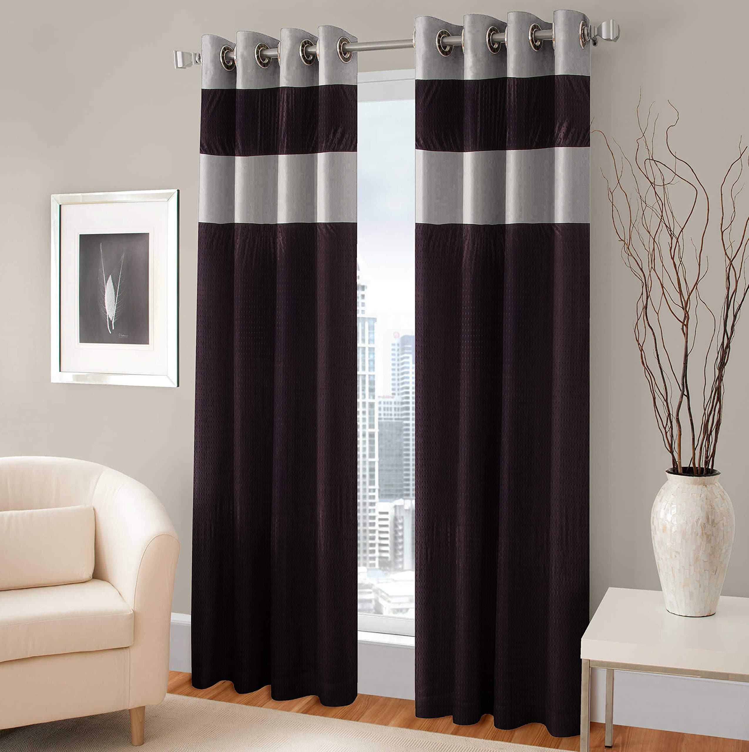 HOMECRUSTPolyester & Polyester Blend Grommet Window Curtain, Window - 6 Feet, Coffee, Pack of 2