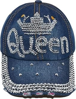 Bedazzled Hat for Women, Rhinestone Denim Hat, Fun Adult Bling Hats, Birthday Gifts for Women, Adjustable, One Size