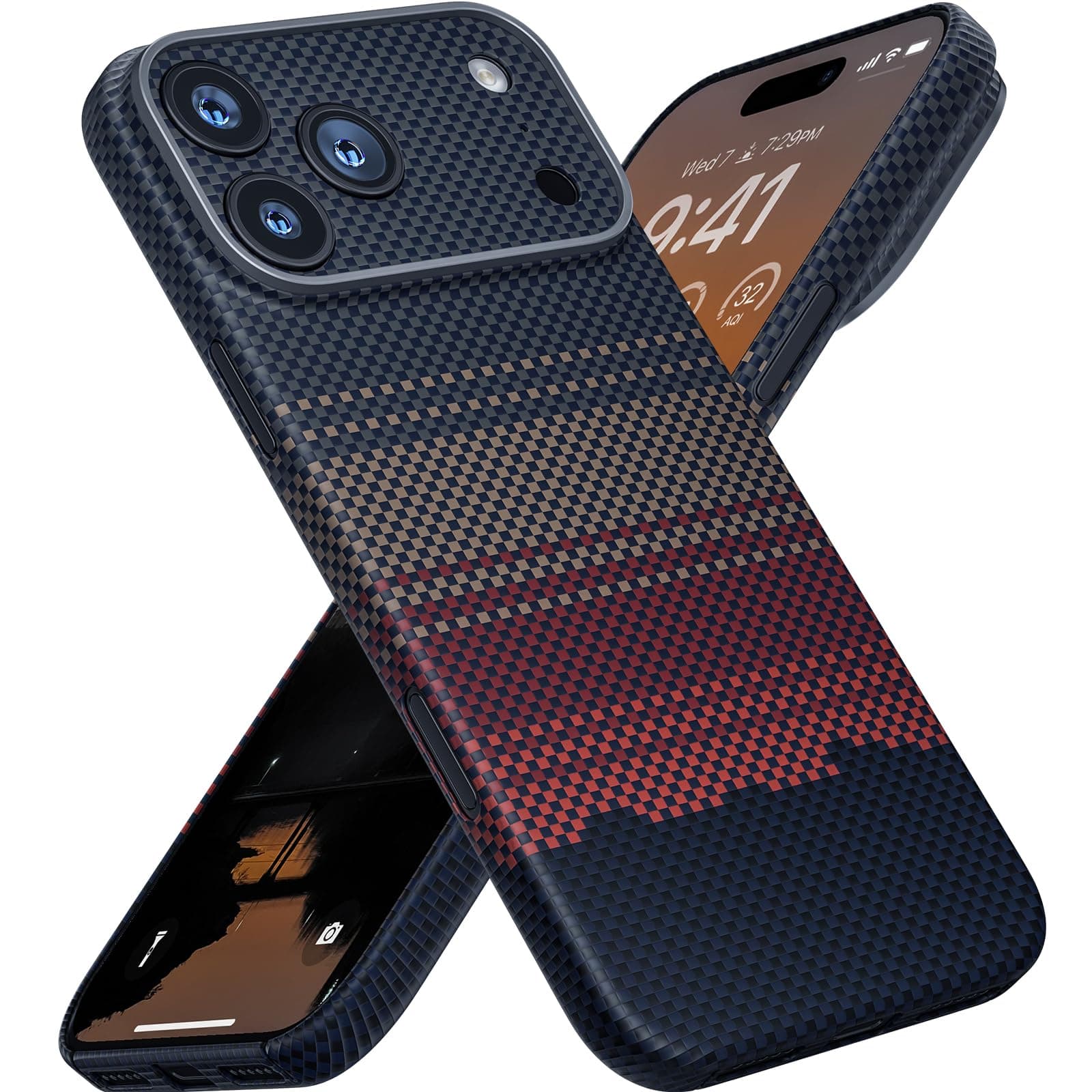 Real Aramid Fiber for iPhone 17 Pro Max 6.9 inch Case, [NO-case Feeling] Aramid Fiber with 0.5mm Slim Case for iPhone 17 Pro Max Thin and Minimalist Design, Rays of The Setting Sun