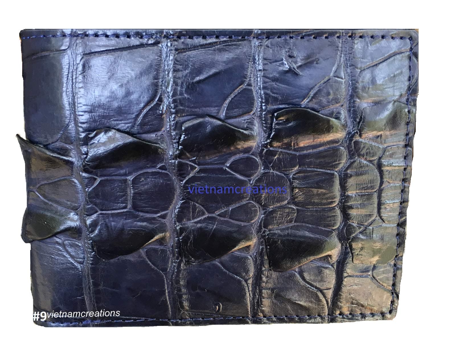 Men's Genuine Crocodiile Bifold Wallet RFID Blocking Blue #9