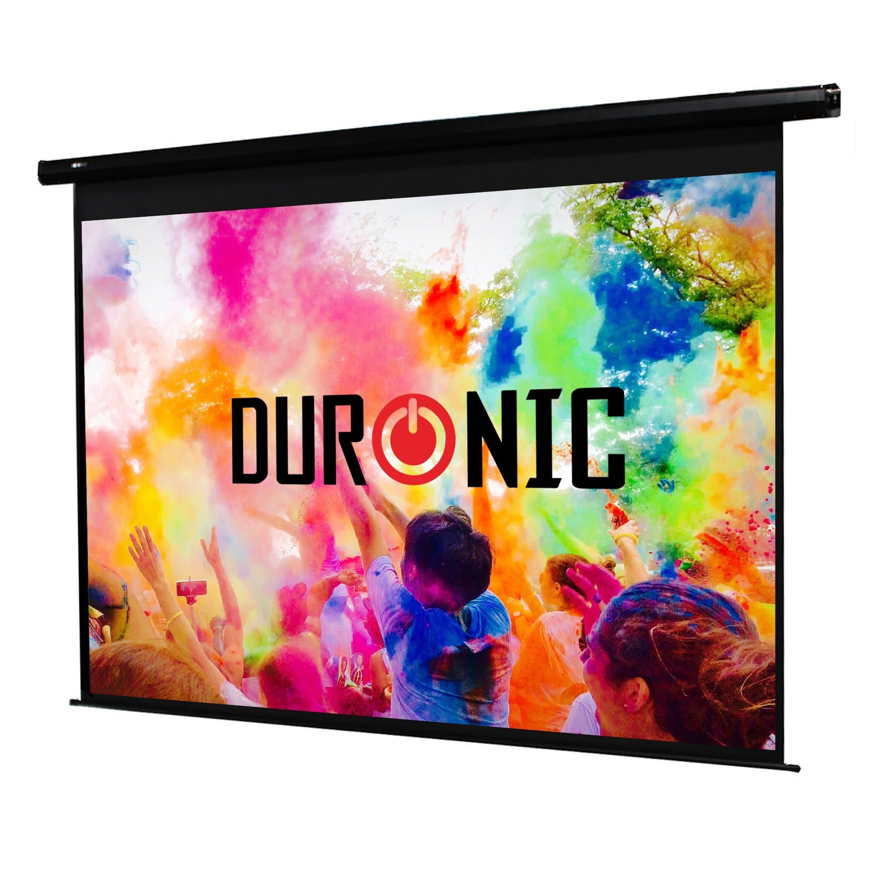 Duronic Projector Screen EPS60 /43 Electric Projection Screen 60 Inch for Home Cinema School Office 4:3 Ratio Matt White Wall Ceiling Mountable HD 3D UHD 4K