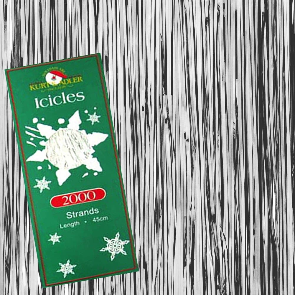 Silver Tinsel Icicles Strands 2000 18“ Icicle Strand Garlands Per Package
