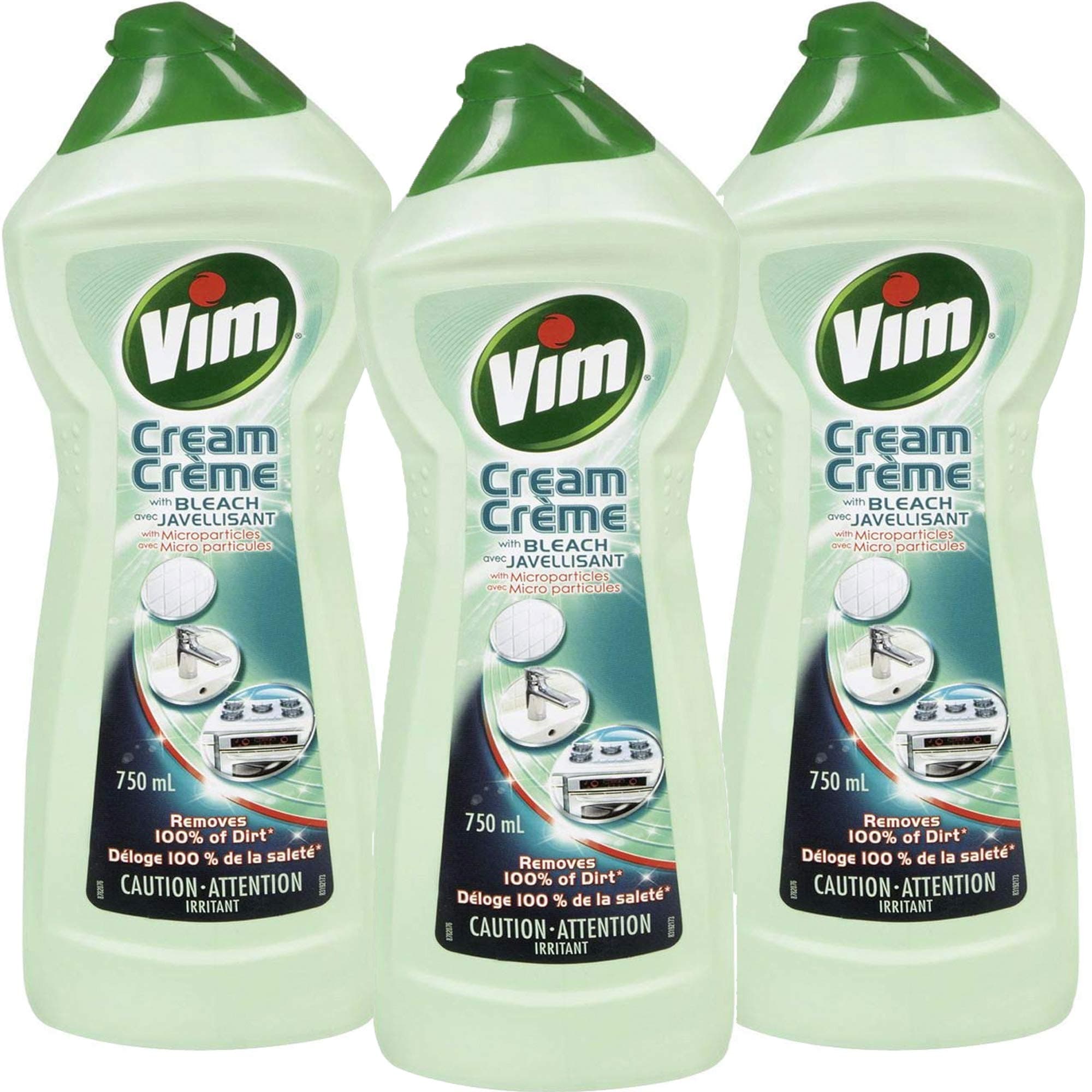 Vim Tough on Dirt Cream with Bleach & Micro-Crystals 750 ml / 25.30 Fl. Oz - 3 Count