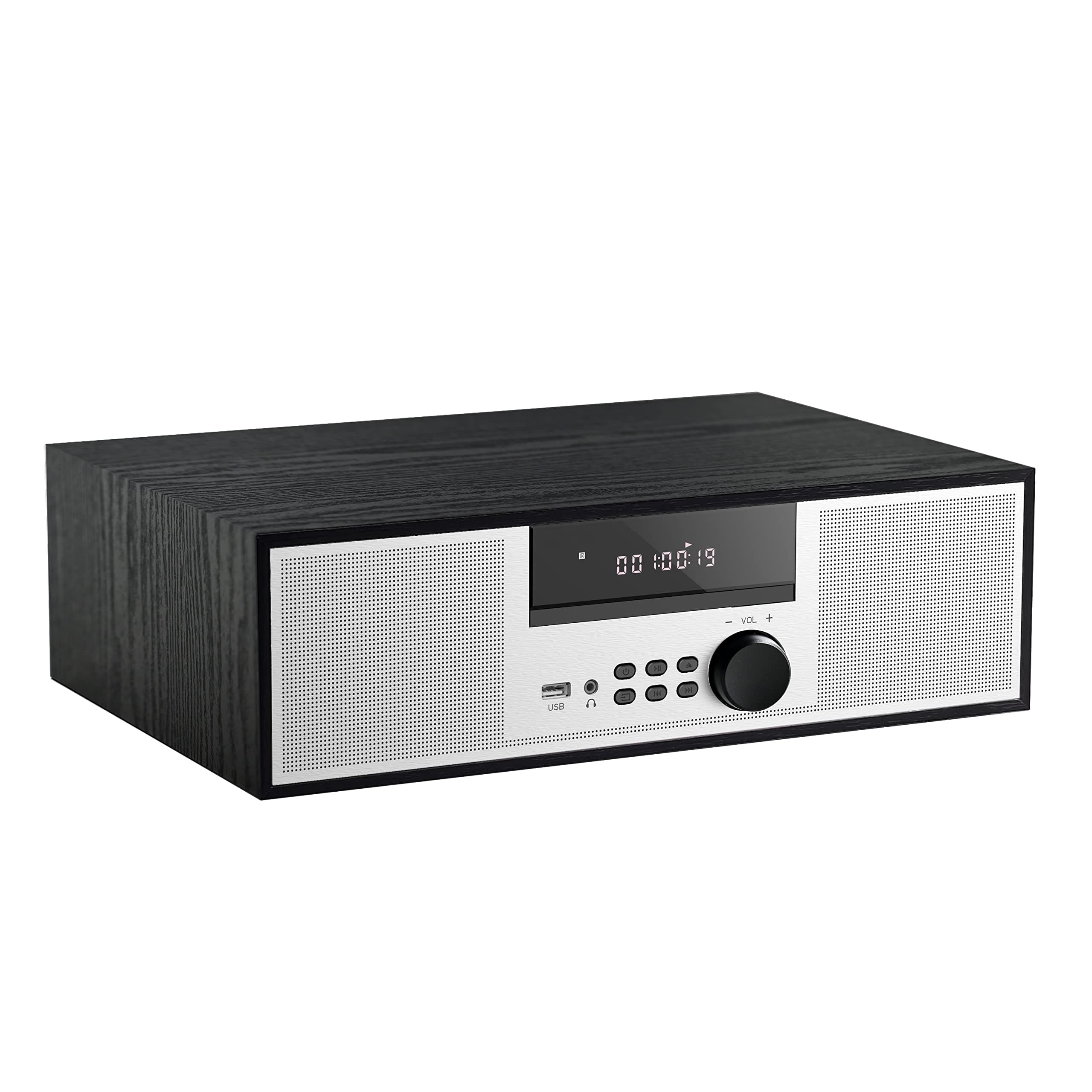 Home Stereo System with CD Player - Micro Shelf System 40W RMS with CD Player, Bluetooth, USB Playback, FM Radio, AUX-Input, 2-Way Music Crisp-Sound, DSP-Tech (TB-816B)