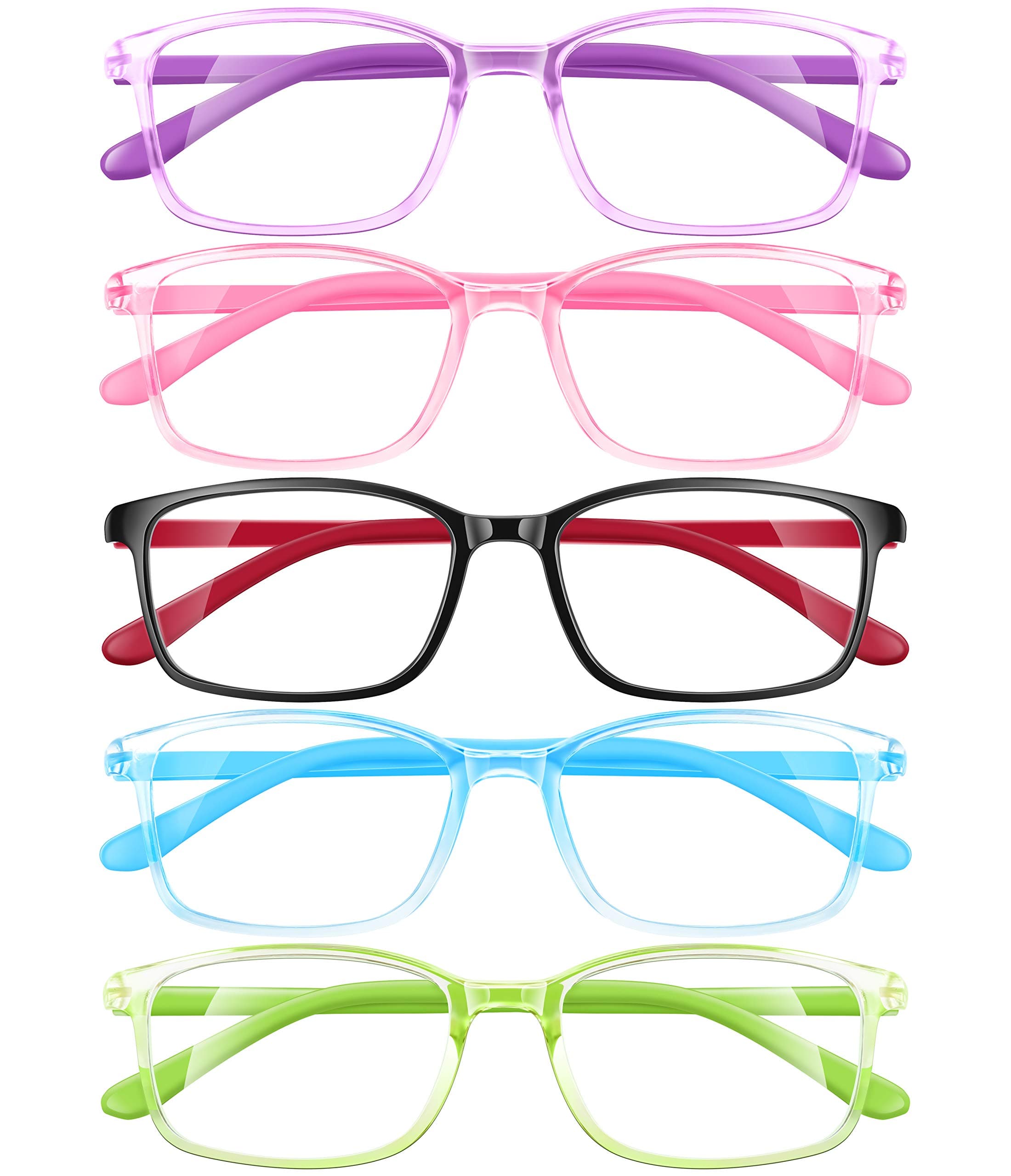 azuza Kids Blue Light Blocking Glasses 5 Pack, Anti Eyestrain & UV Protection...
