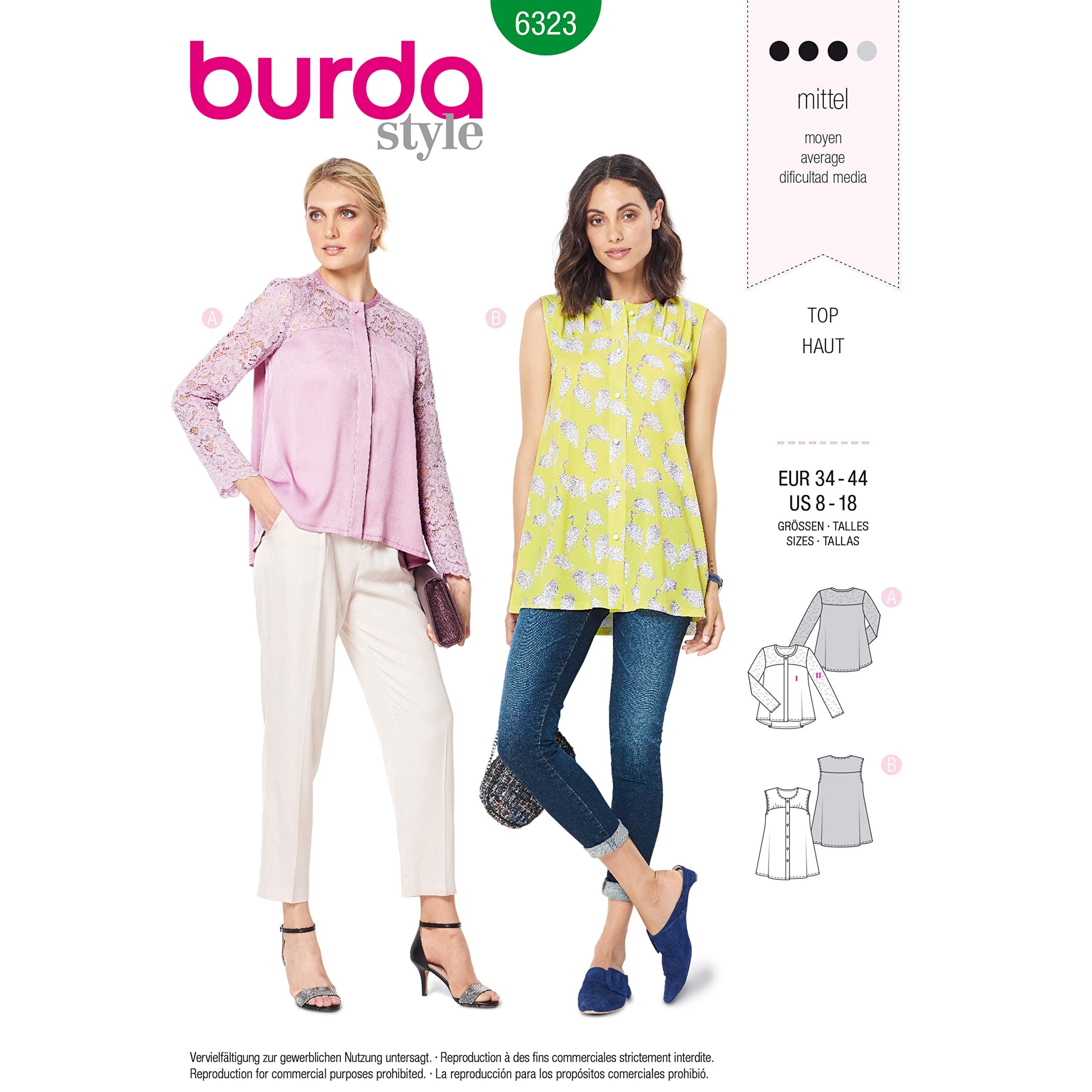 Burda StyleSewing Pattern 6323 - Misses' Blouse with Yoke, A(8-10-12-14-16-18)